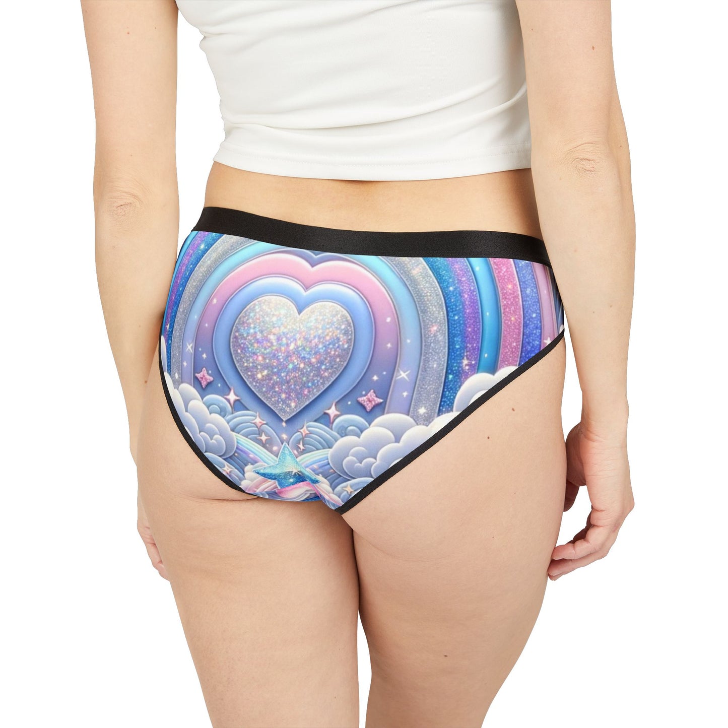 Rainbow Dreamscape Fantasy Fairytale Pastel Heart Bikini Briefs – Soft, Breathable LGBTQ+ Pride Underwear | Cute & Whimsical Comfort