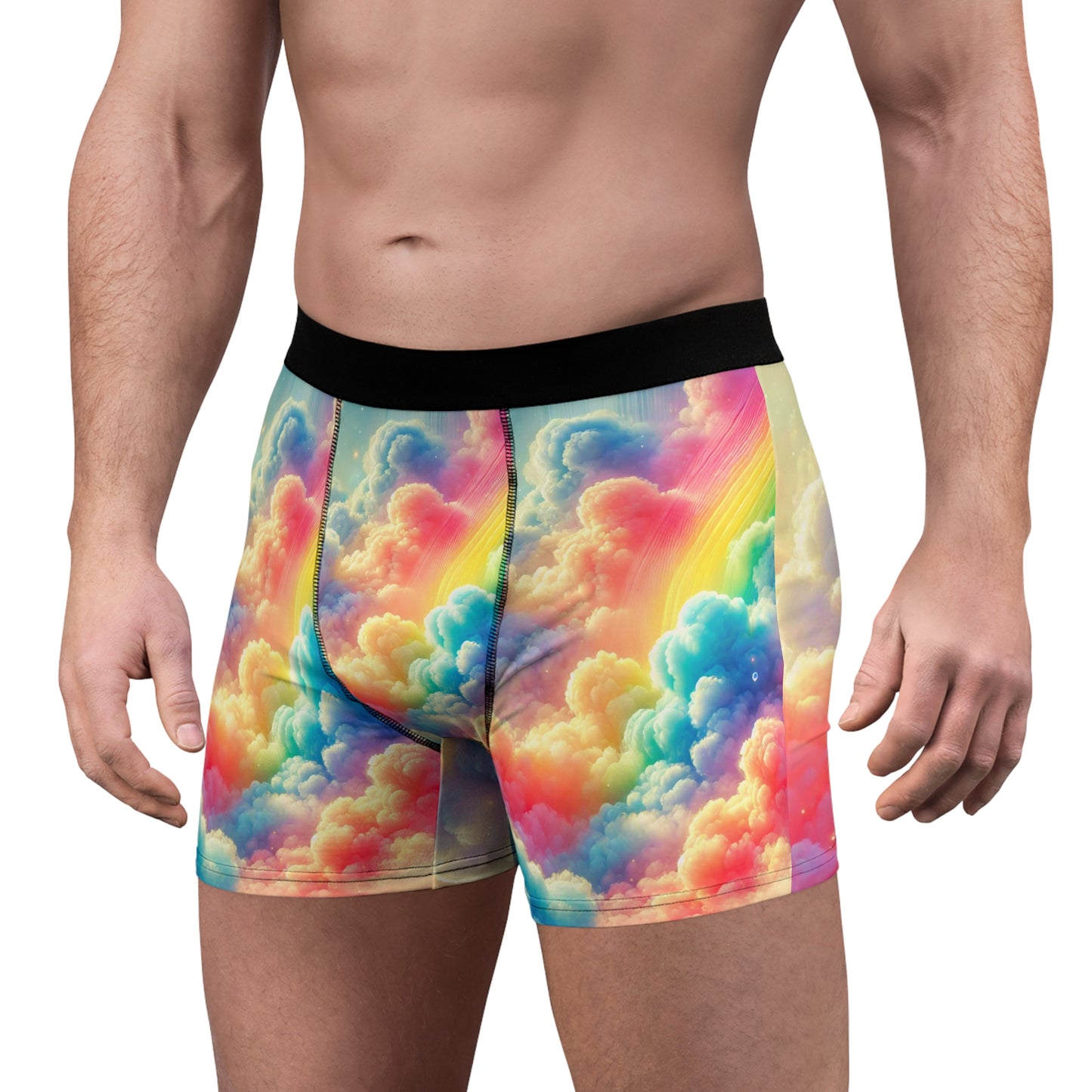 Rainbow Dreamscape Sky Candy Boxer Briefs – Ultra-Soft & Breathable All-Over Print Underwear for Comfort & Pride – Vibrant Galaxy Sky Design
