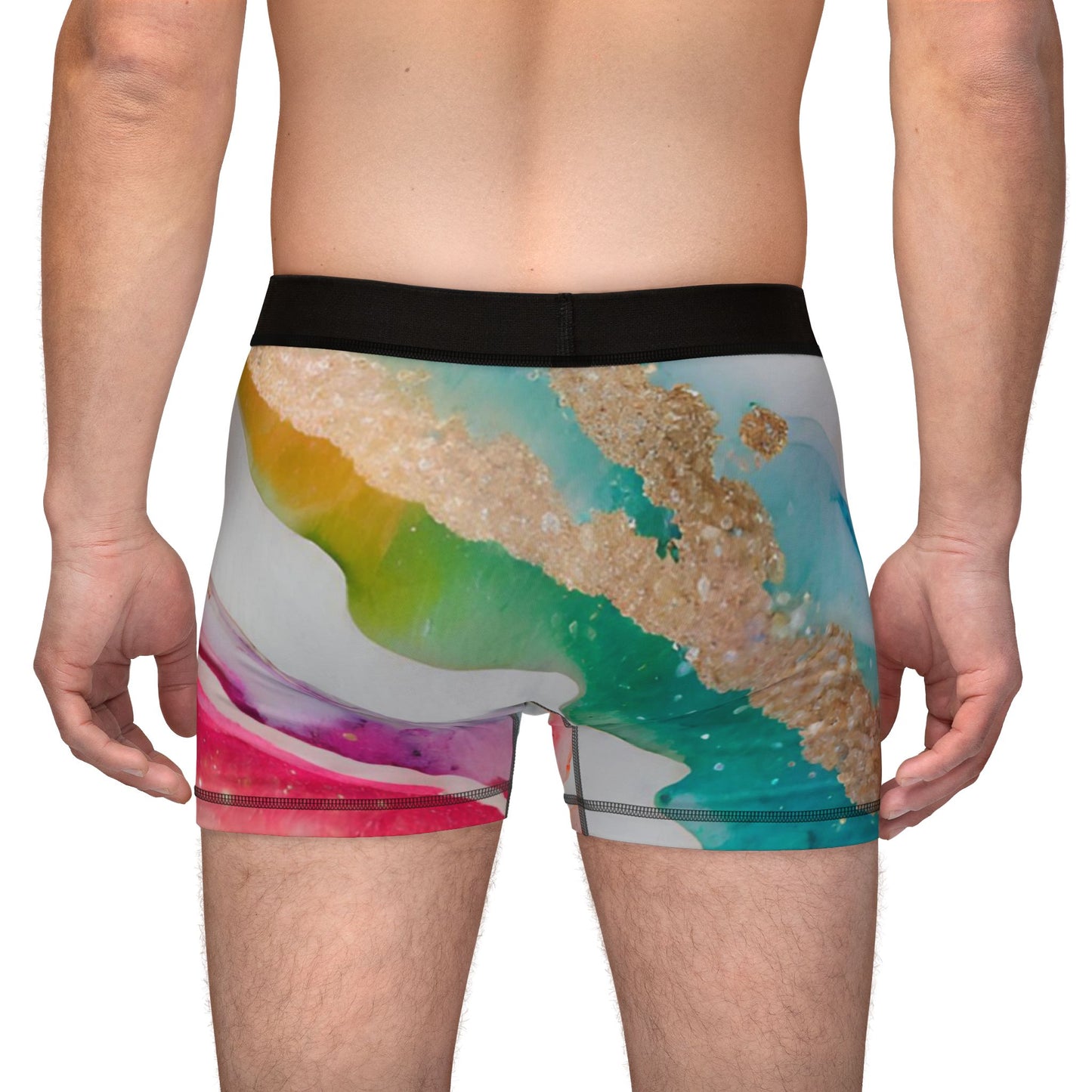 Rainbow Marble Magic Boxer Briefs – Colorful Pride Underwear | Soft, Breathable Artistic Loungewear for All-Gender Comfort by Rainbowtique