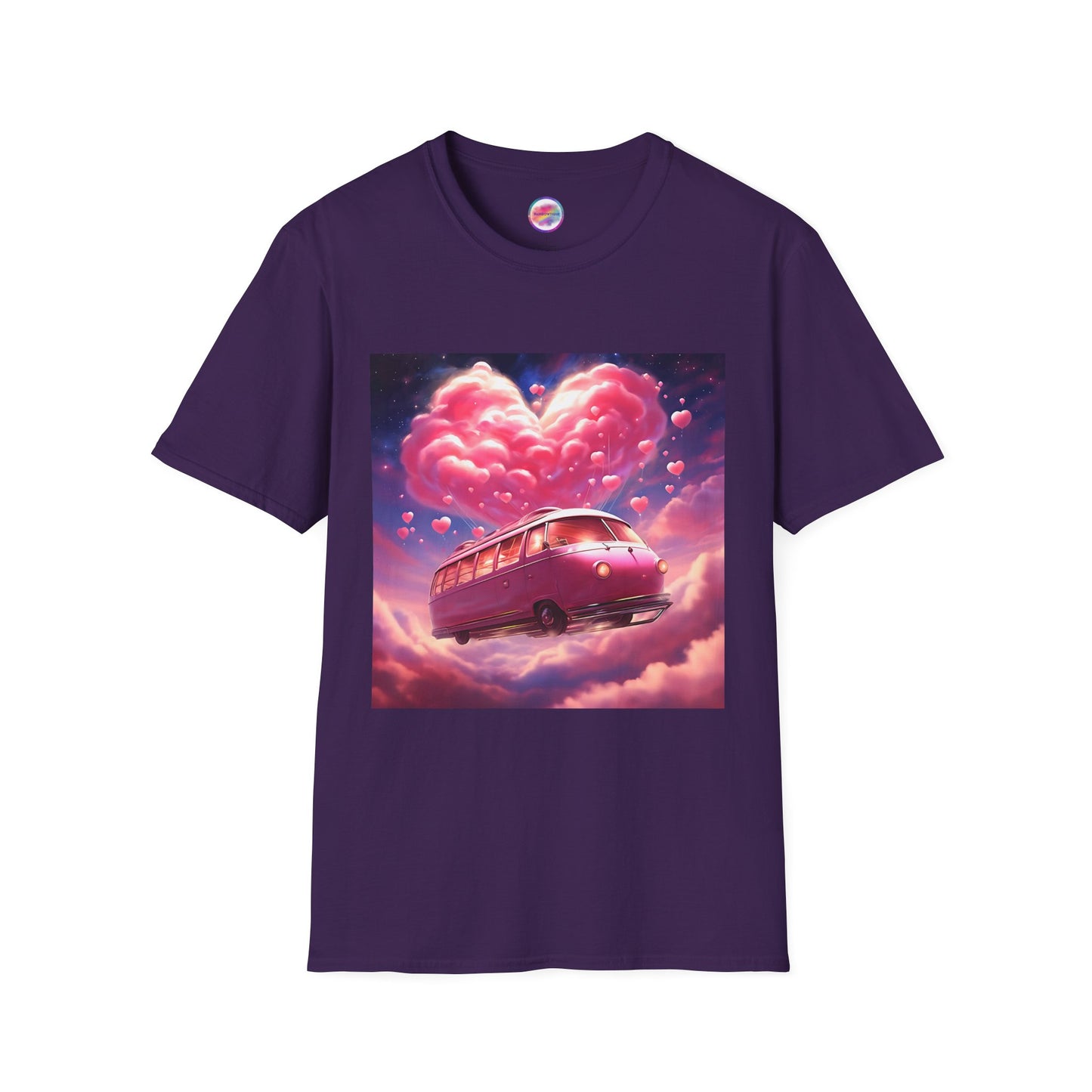 Rainbow Magical Retro Love Bug Space Bus T-Shirt – Whimsical & Playful All-Over Print Tee – Soft, Comfortable & Ethically Made