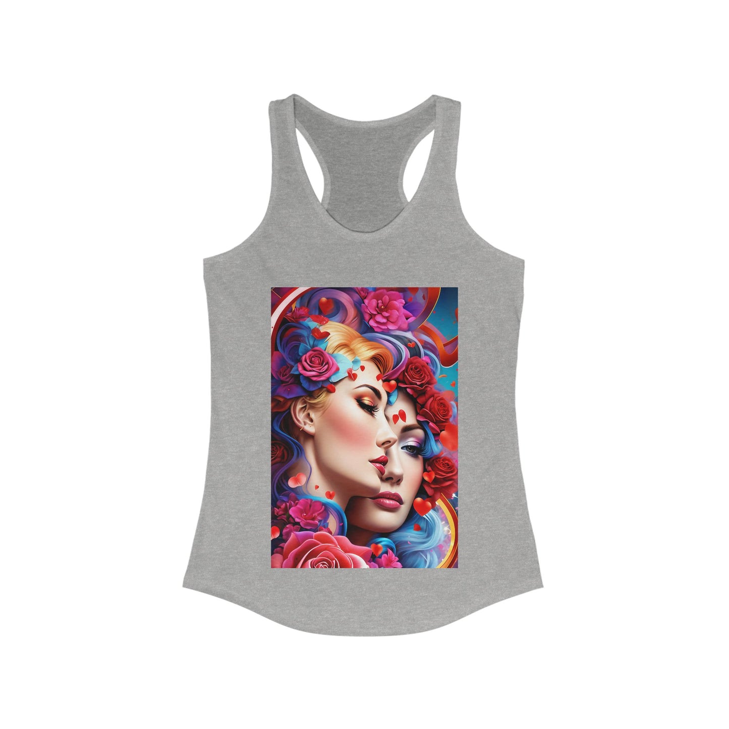 AI Rainbow Robot Love Tank Top – Breathable Racerback for Pride & Fitness – Vibrant LGBTQ+ Artistic Fashion