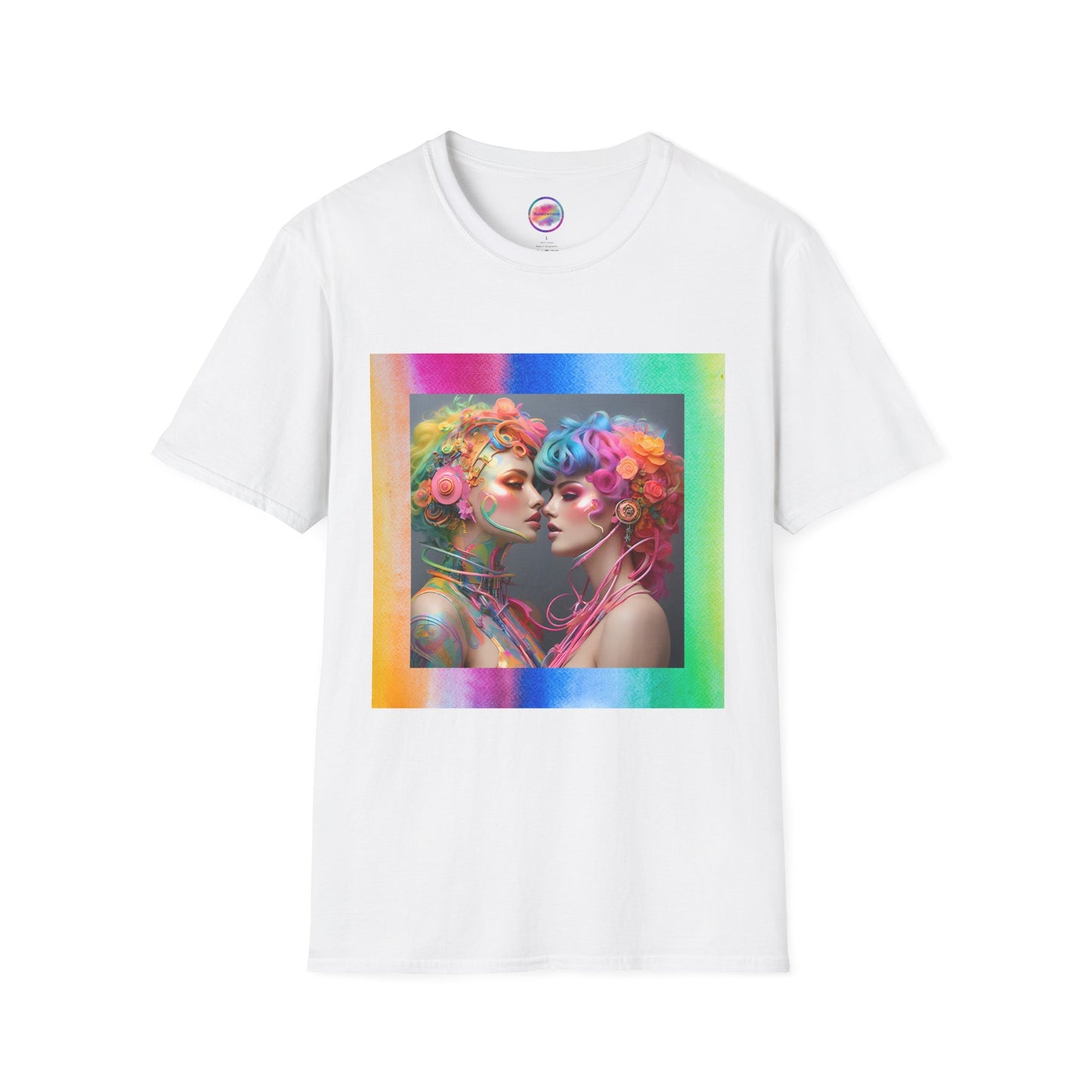 AI Rainbow Robot Trans Pride T-Shirt – Bold All-Over Print Tee for Inclusivity & Self-Expression – Love is Love Cyber Art