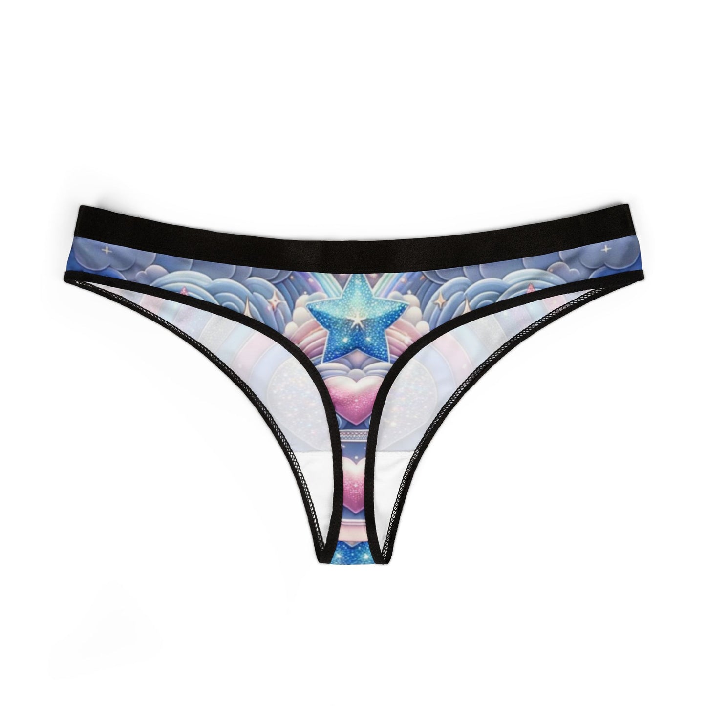 Rainbow Dreamscape Fantasy Fairytale Glitter Heart Thong – Pastel LGBTQ+ Pride Lingerie | Soft, Breathable & Ultra-Comfortable Underwear for All-Day Wear
