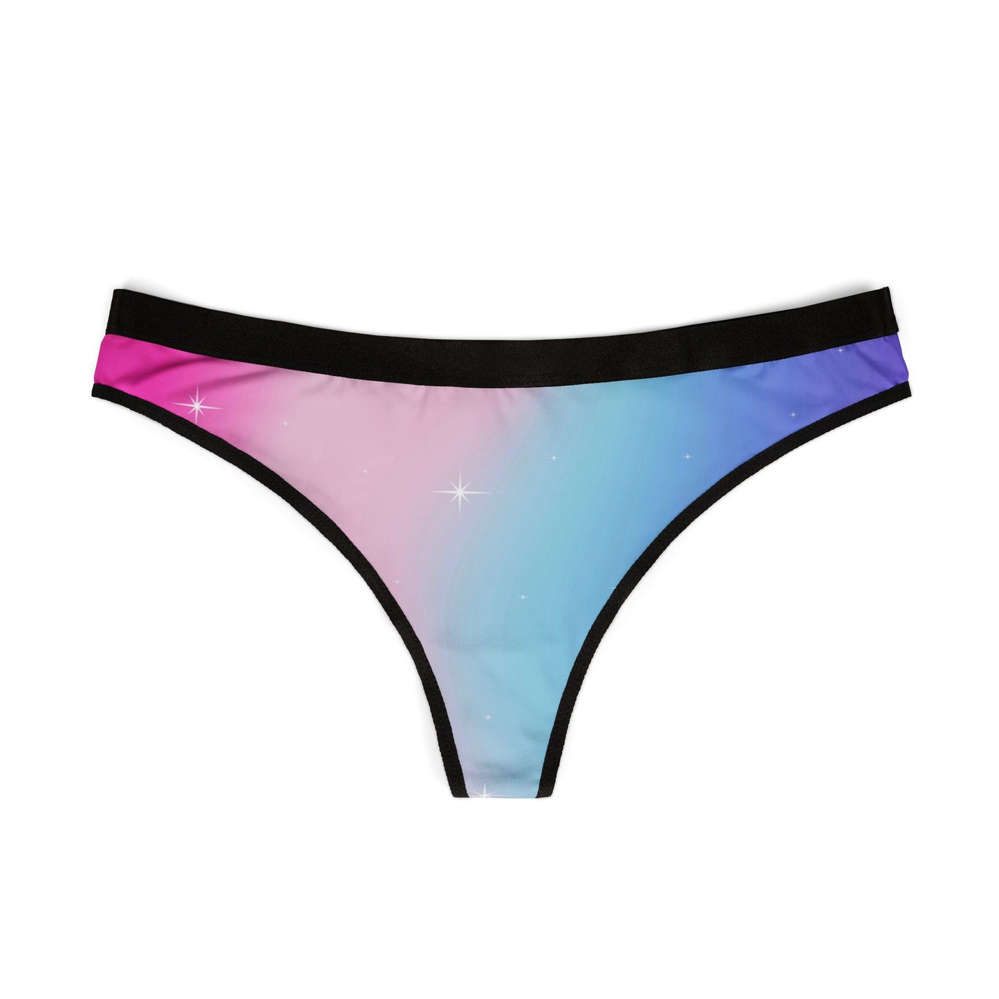 Rainbow Cotton Candy Cosmos Thong – Vibrant Galaxy Pattern from Rainbowtique’s Athletic Wear Collection