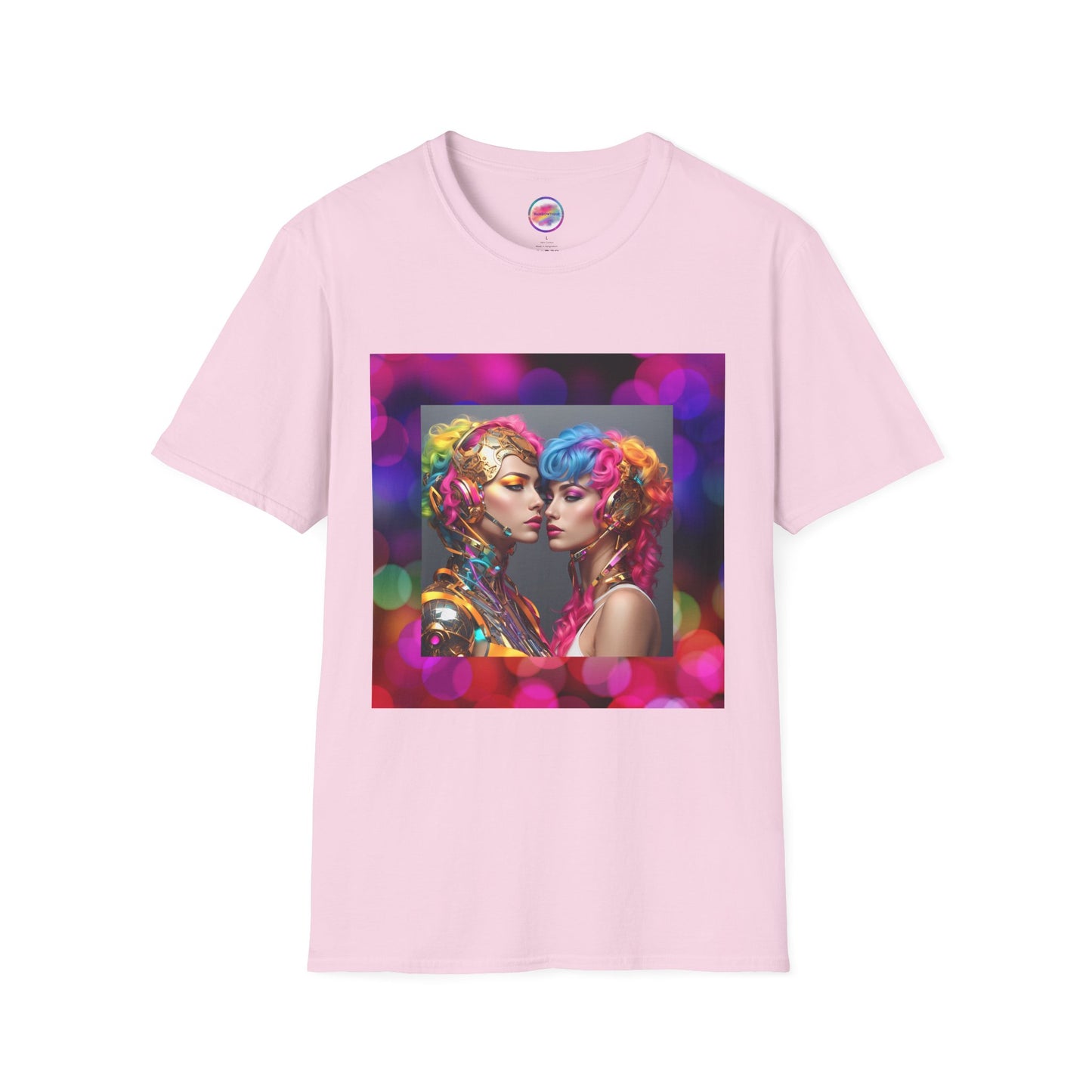 AI Rainbow Robot Love T-Shirt – Trendy & Futuristic All-Over Print Tee – LGBTQ+ Pride & Love is Love Fashion