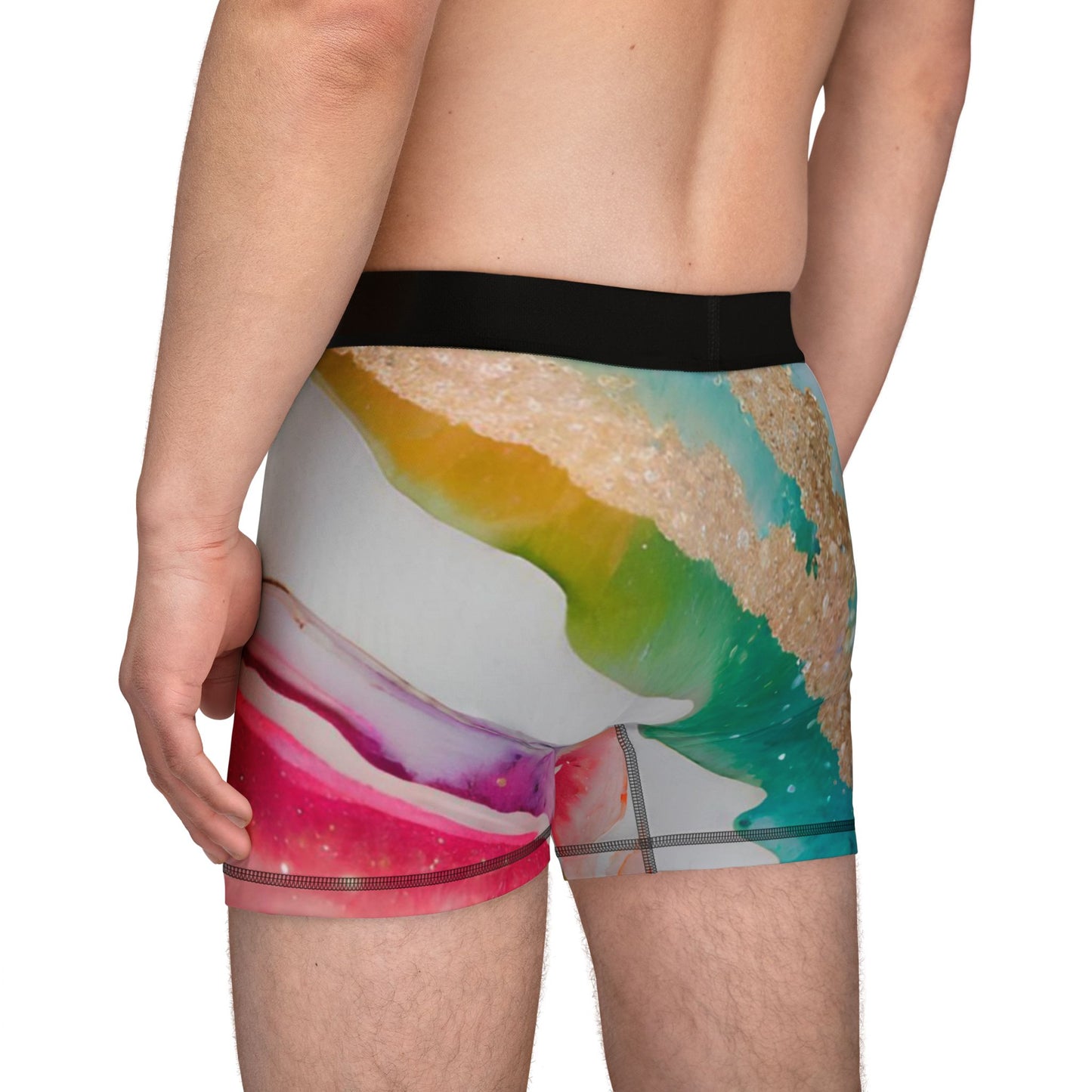Rainbow Marble Magic Boxer Briefs – Colorful Pride Underwear | Soft, Breathable Artistic Loungewear for All-Gender Comfort by Rainbowtique