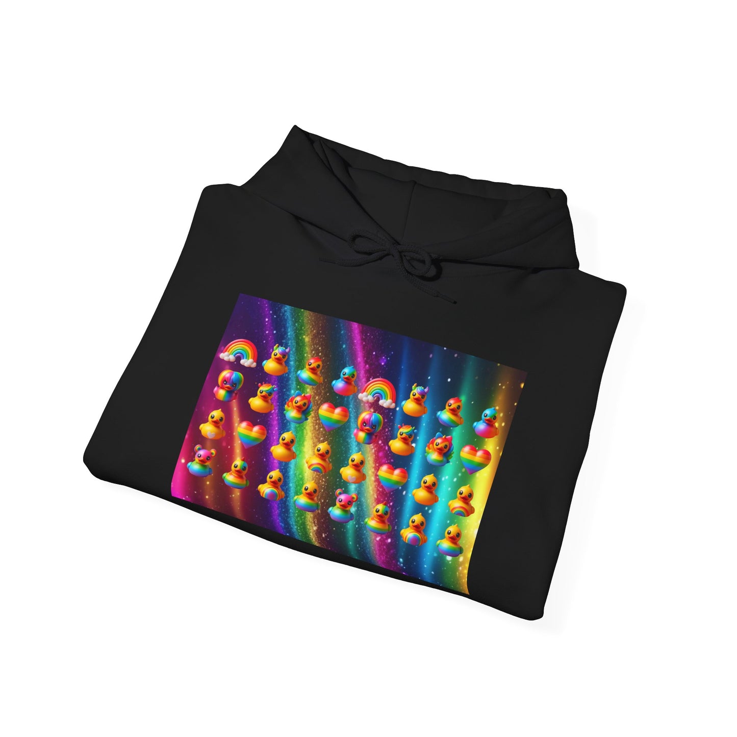 Rainbow Rubber Ducky Pride Hoodie – Cozy & Colorful All-Over Print Sweatshirt – Fun LGBTQ+ Streetwear & Pride Fashion