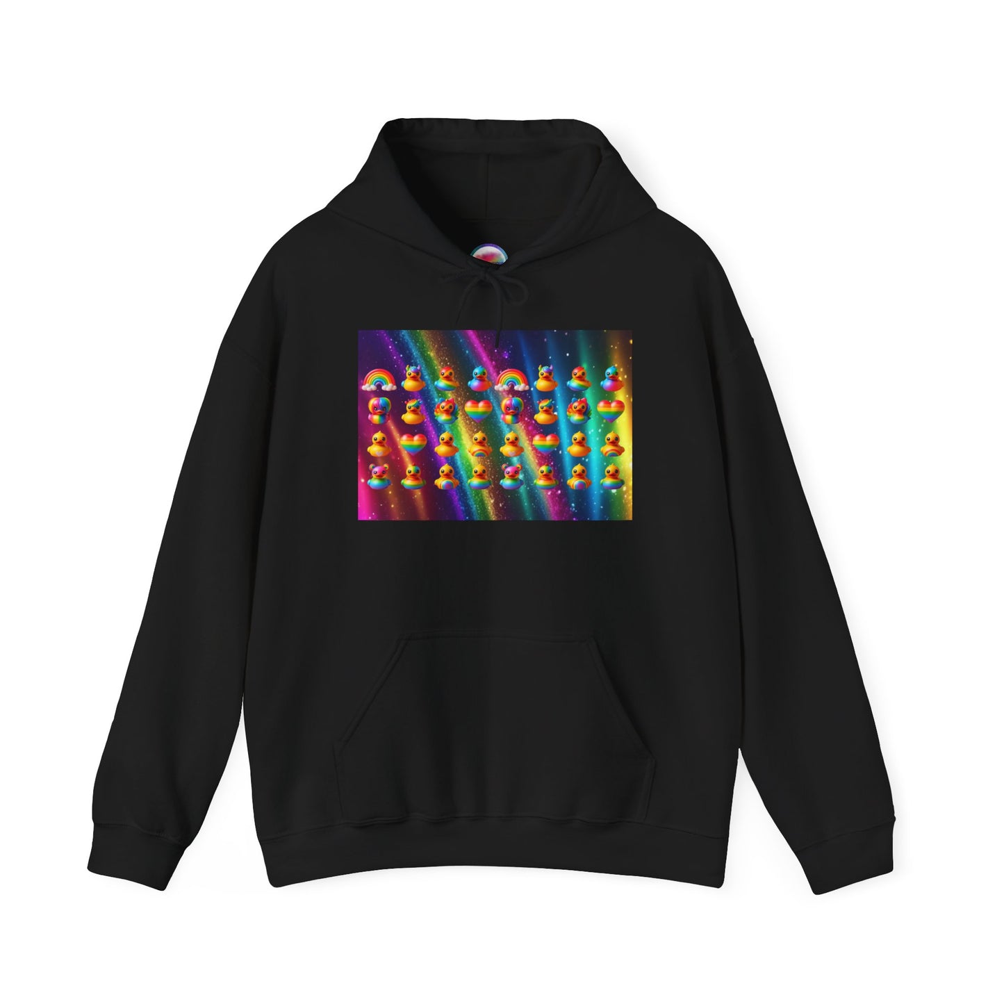 Rainbow Rubber Ducky Pride Hoodie – Cozy & Colorful All-Over Print Sweatshirt – Fun LGBTQ+ Streetwear & Pride Fashion