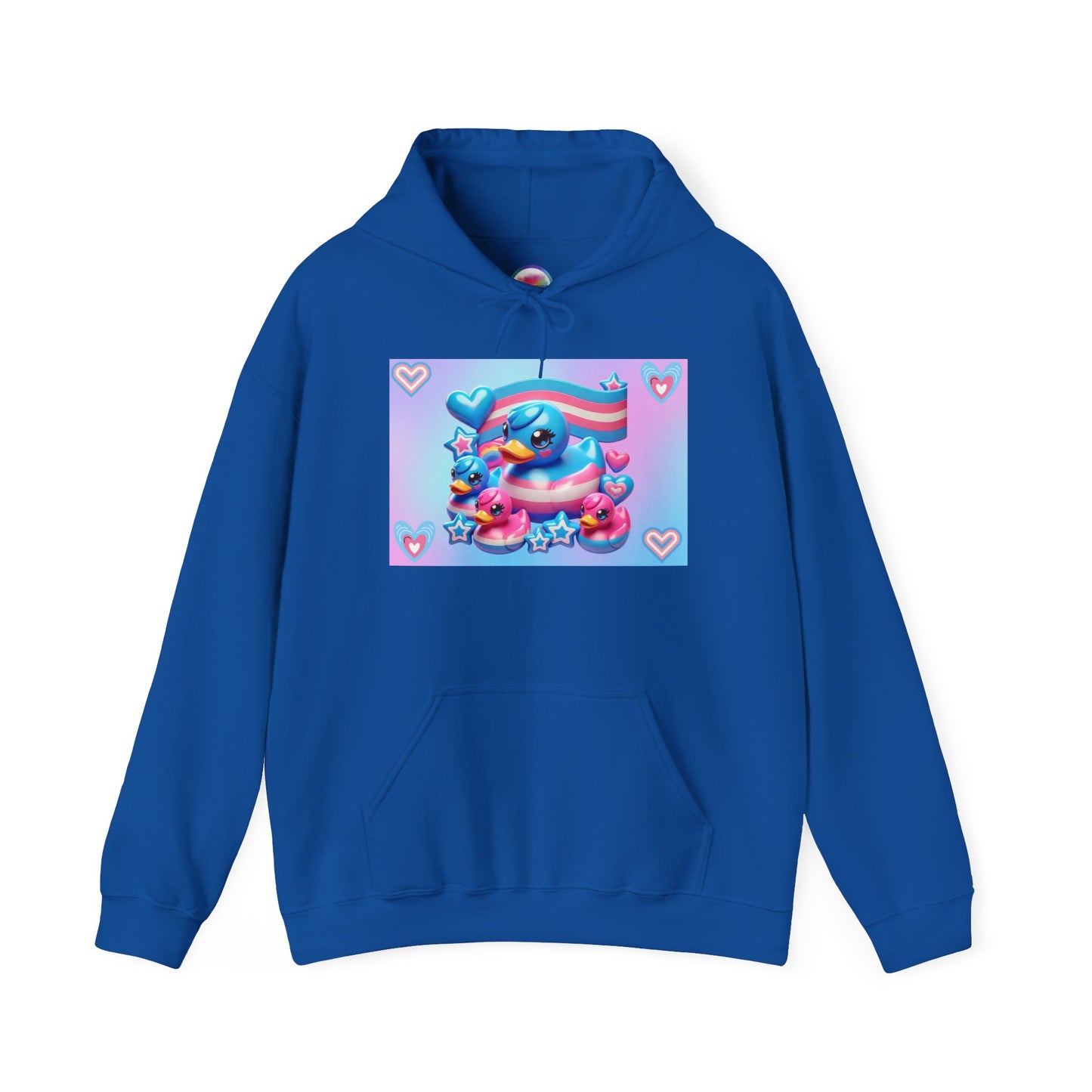 Rainbow Rubber Ducky Trans-Pride Hoodie – Cozy & Cute All-Over Print Sweatshirt – LGBTQ+ Comfort & Pride Fashion