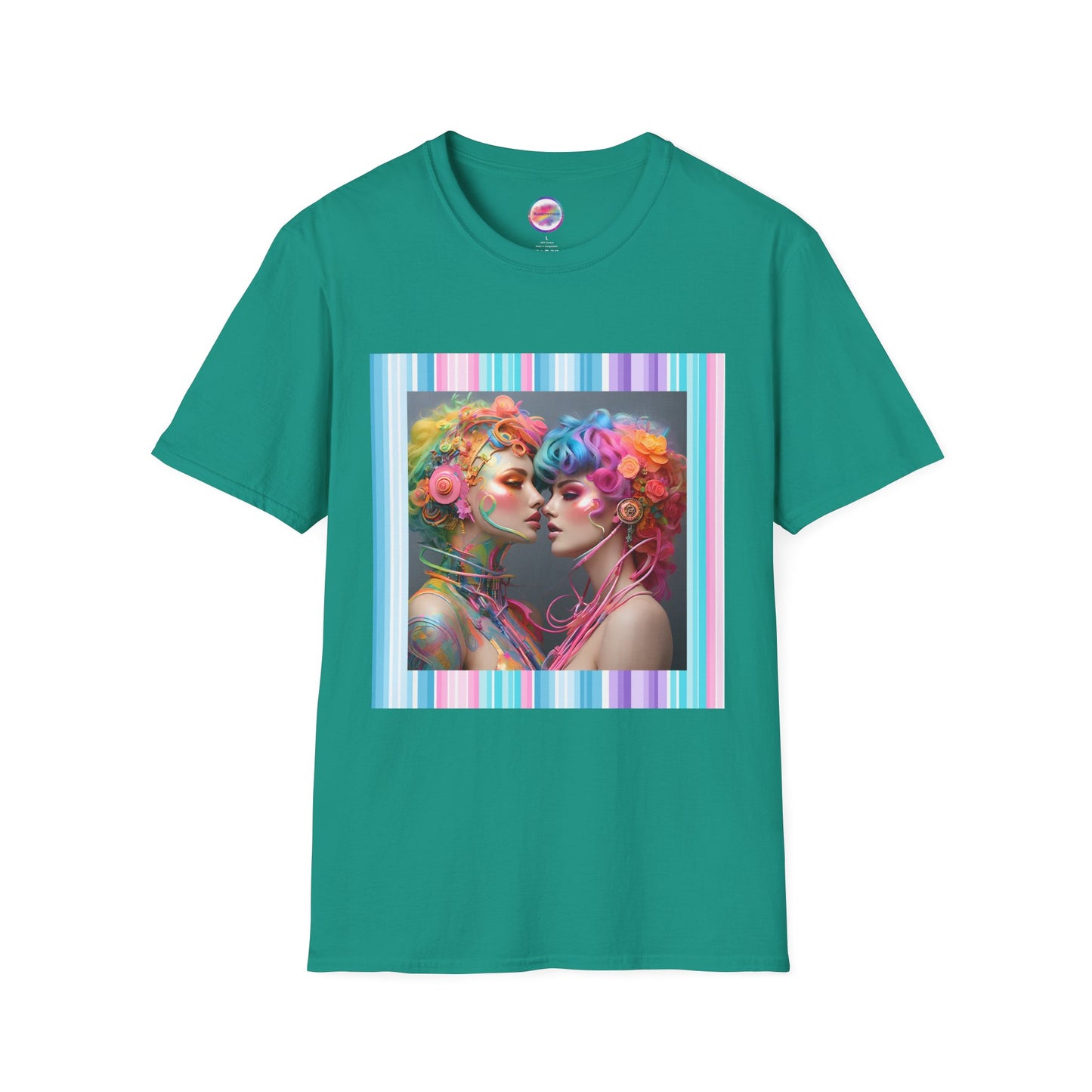 AI Rainbow Robot Trans Pride T-Shirt – Bold All-Over Print Tee for Inclusivity & Self-Expression – Love is Love Cyber Art