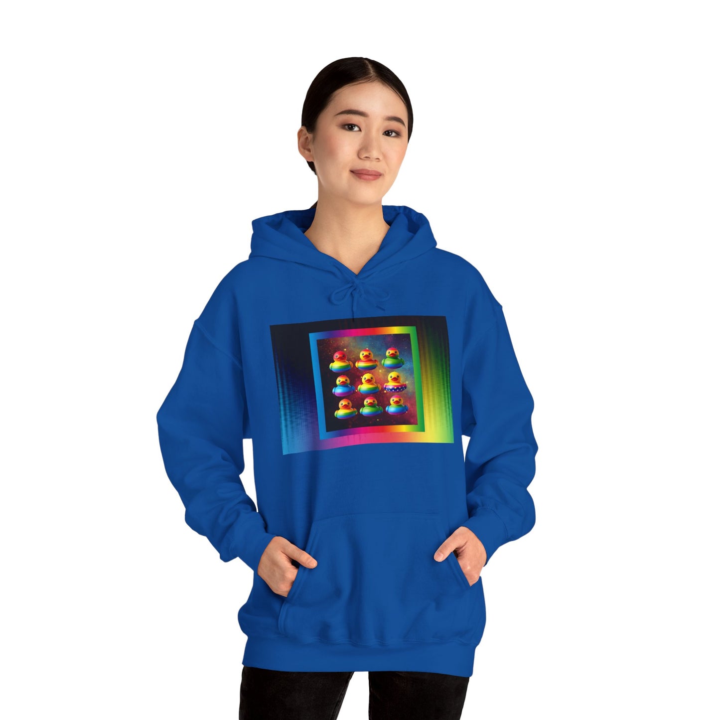 Rainbow Rubber Ducky Pride Hoodie – Cozy & Colorful All-Over Print Sweatshirt – Fun LGBTQ+ Streetwear & Pride Fashion