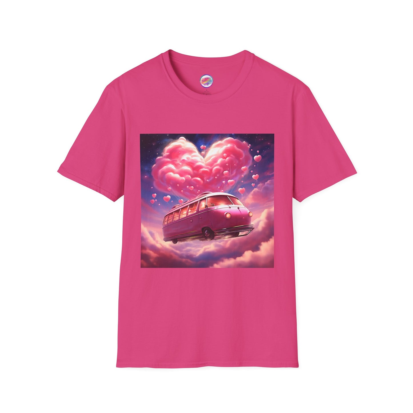 Rainbow Magical Retro Love Bug Space Bus T-Shirt – Whimsical & Playful All-Over Print Tee – Soft, Comfortable & Ethically Made