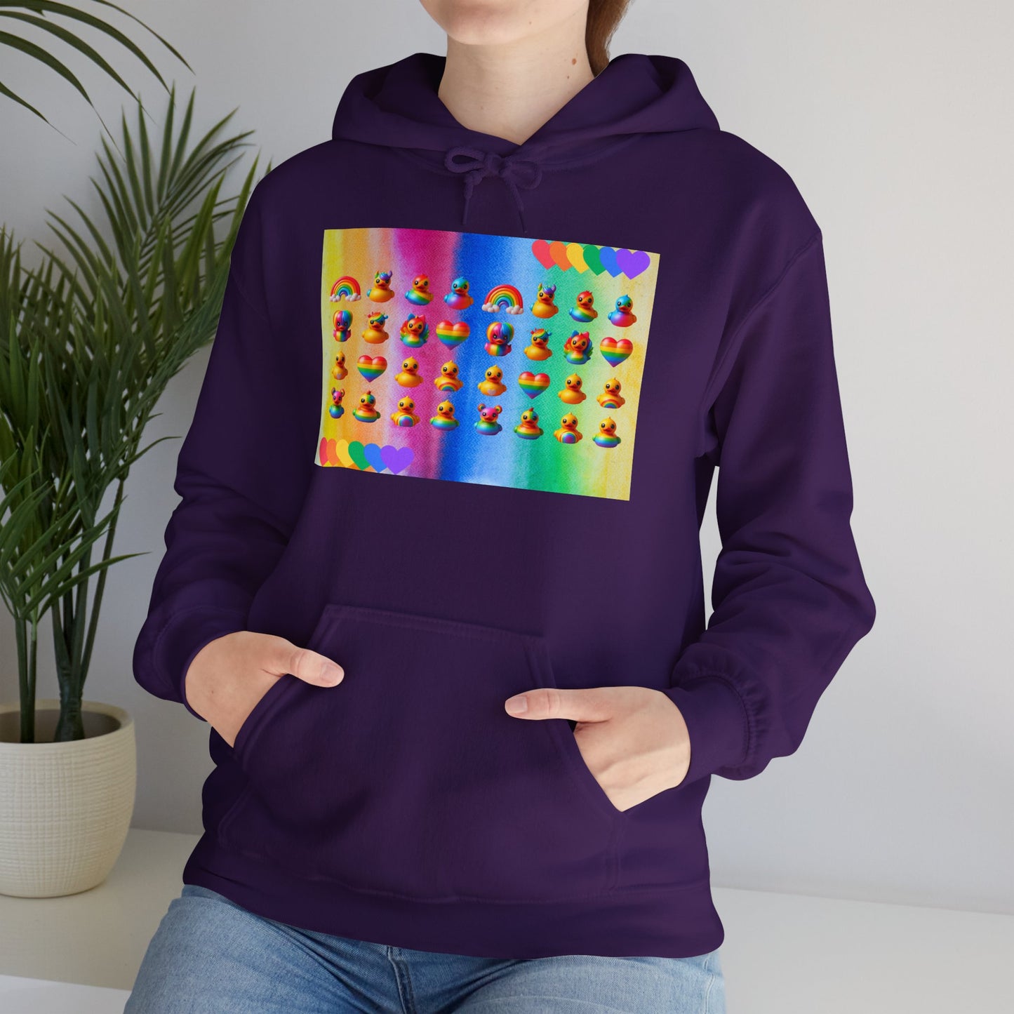 Rainbow Rubber Ducky Pride Hoodie – Cozy & Colorful All-Over Print Sweatshirt – Fun LGBTQ+ Streetwear & Pride Fashion