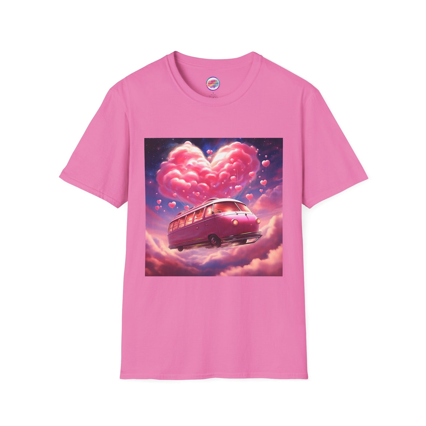 Rainbow Magical Retro Love Bug Space Bus T-Shirt – Whimsical & Playful All-Over Print Tee – Soft, Comfortable & Ethically Made