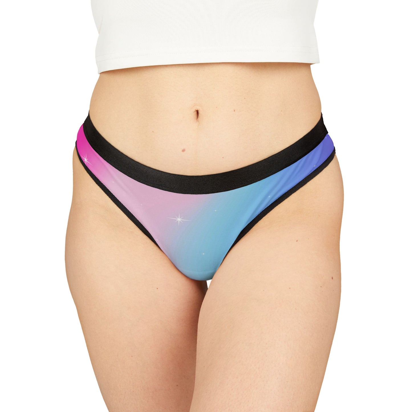 Rainbow Cotton Candy Cosmos Thong – Vibrant Galaxy Pattern from Rainbowtique’s Athletic Wear Collection
