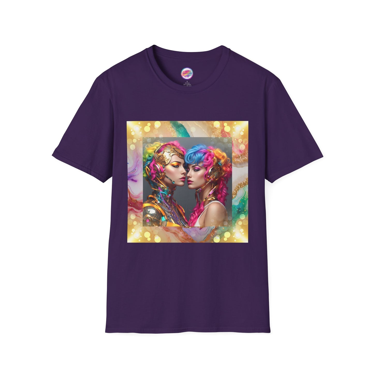 AI Rainbow Robot Love T-Shirt – Trendy & Futuristic All-Over Print Tee – LGBTQ+ Pride & Love is Love Fashion
