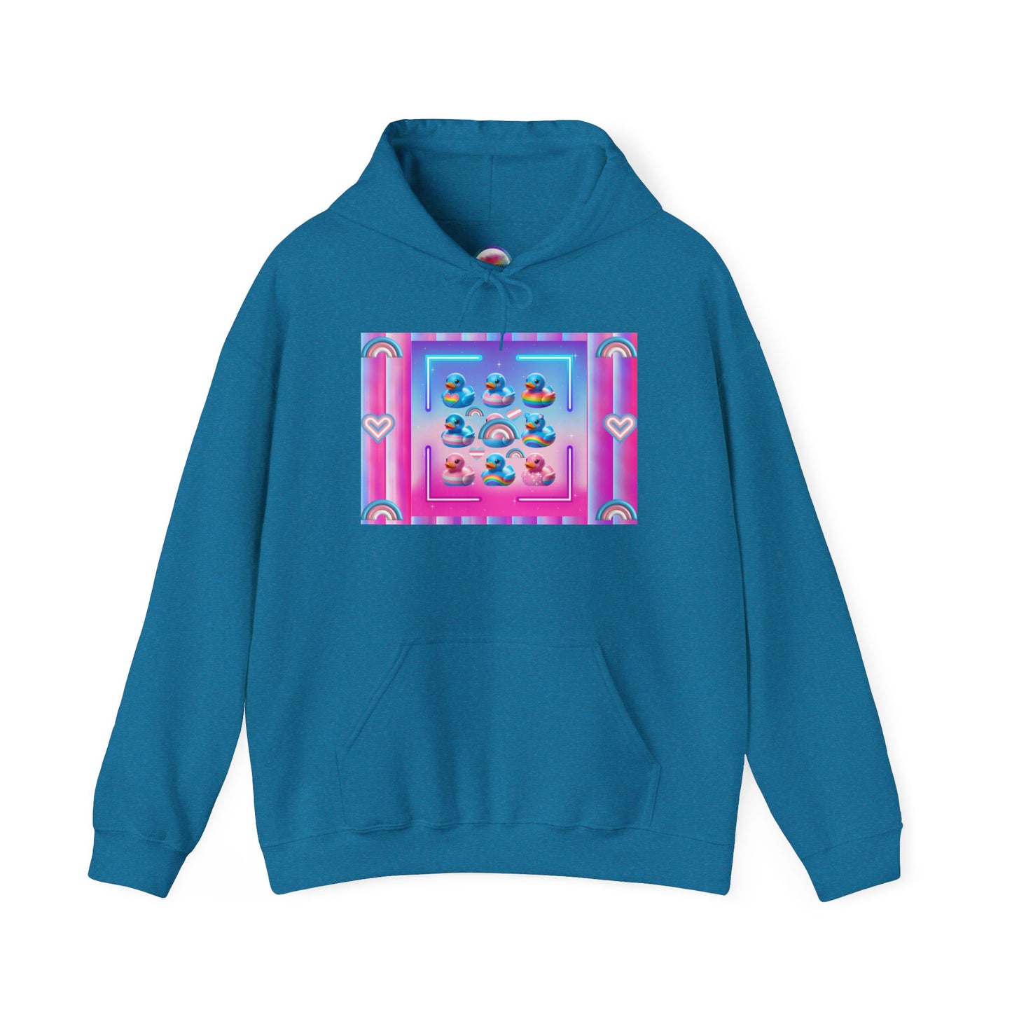 Rainbow Rubber Ducky Trans-Pride Hoodie – Cozy & Cute All-Over Print Sweatshirt – LGBTQ+ Comfort & Pride Fashion