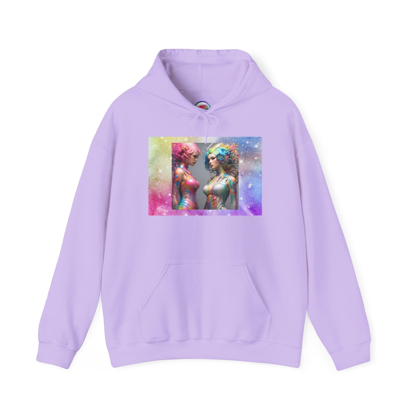 AI Rainbow Robot Love Hoodie – Cozy All-Over Print Sweatshirt for Pride & Self-Expression – Futuristic LGBTQ+ Fashion