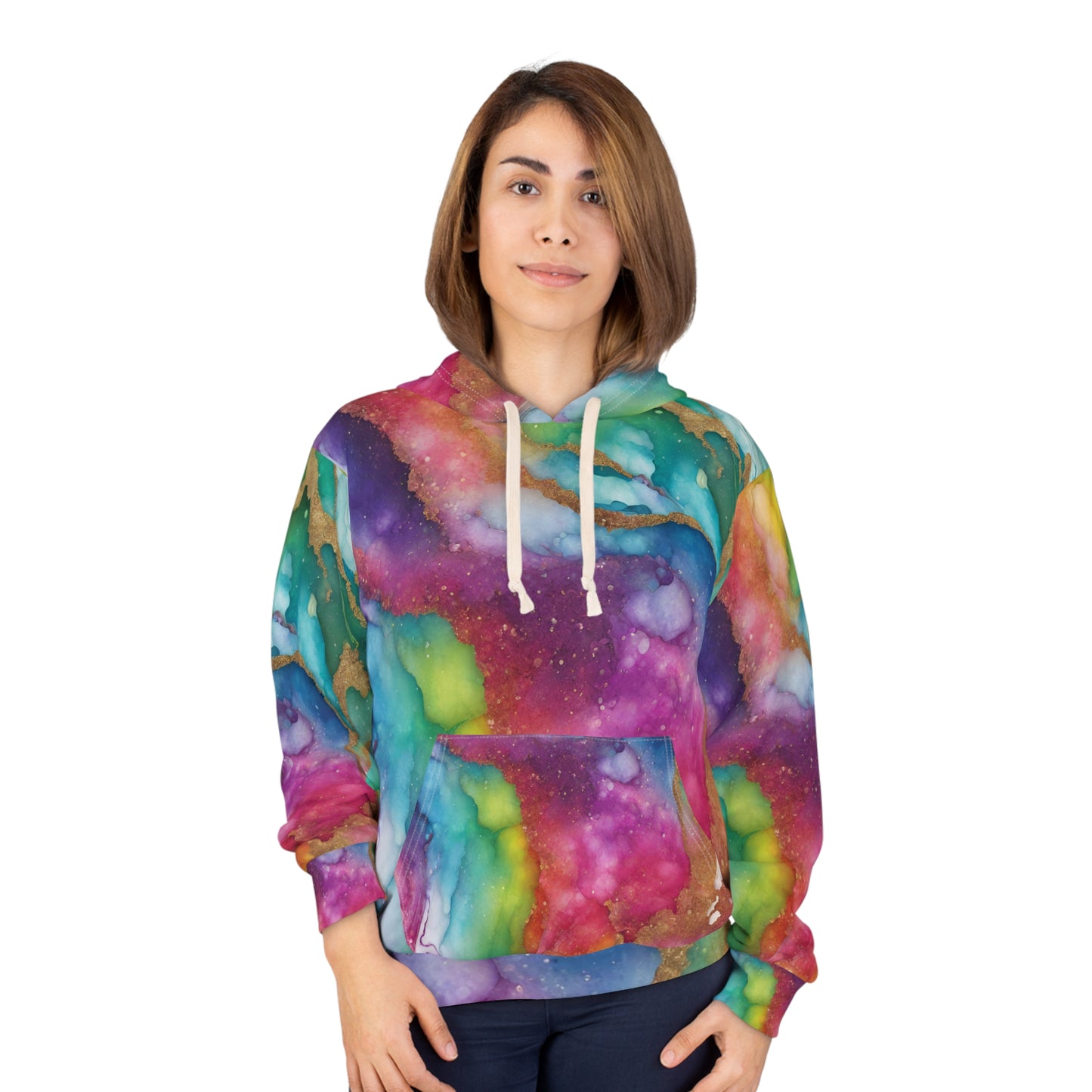 Rainbow Marble Magic Pullover Hoodie – Bold All-Over Print Pride Hoodie | Colorful Unisex Sweatshirt by Rainbowtique
