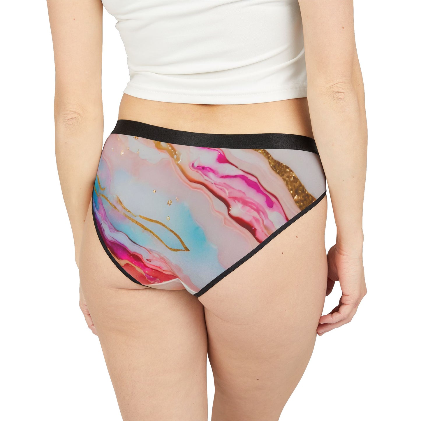 Rainbow Marble Magic Bikini Underwear – Soft & Breathable Pride Lingerie for Everyday Comfort – Abstract Watercolor Marble Print