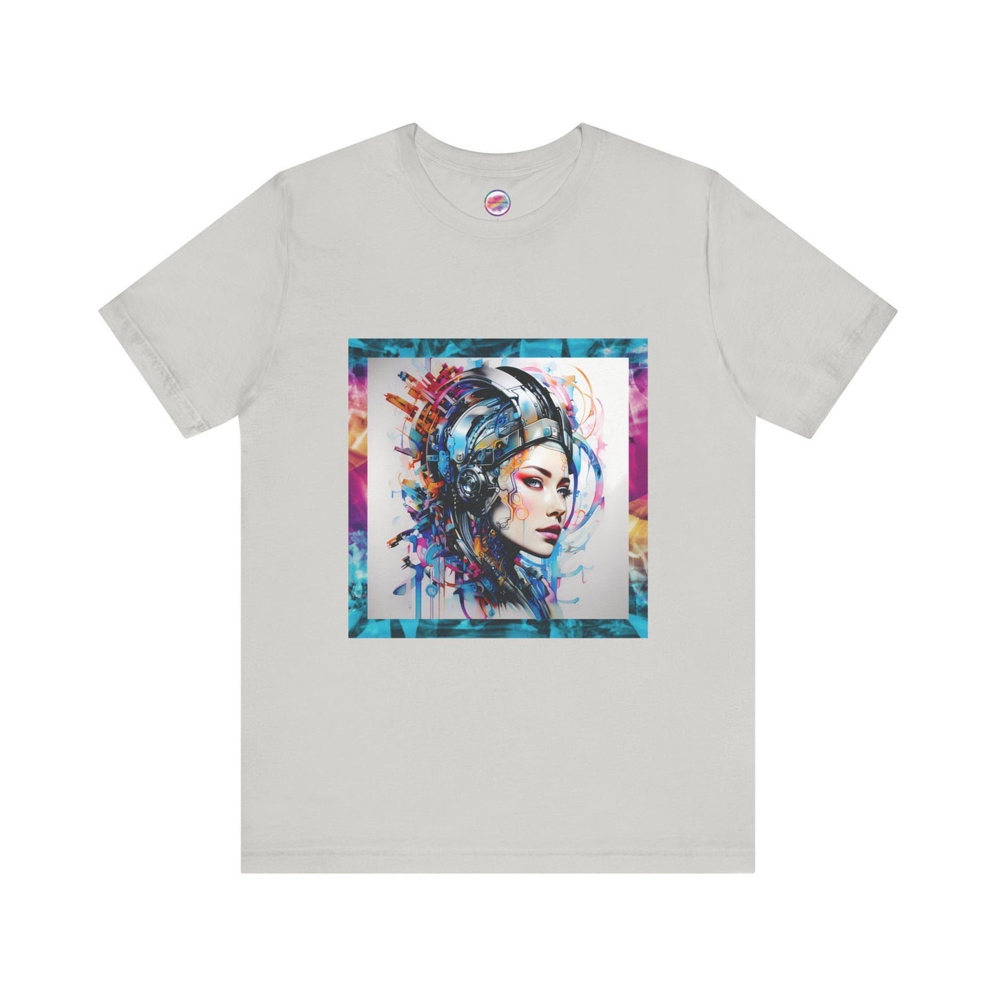 AI Cyberpunk Cyborg T-Shirt – Bold All-Over Print Tee for High-Fashion Streetwear – Futuristic LGBTQ+ Expression