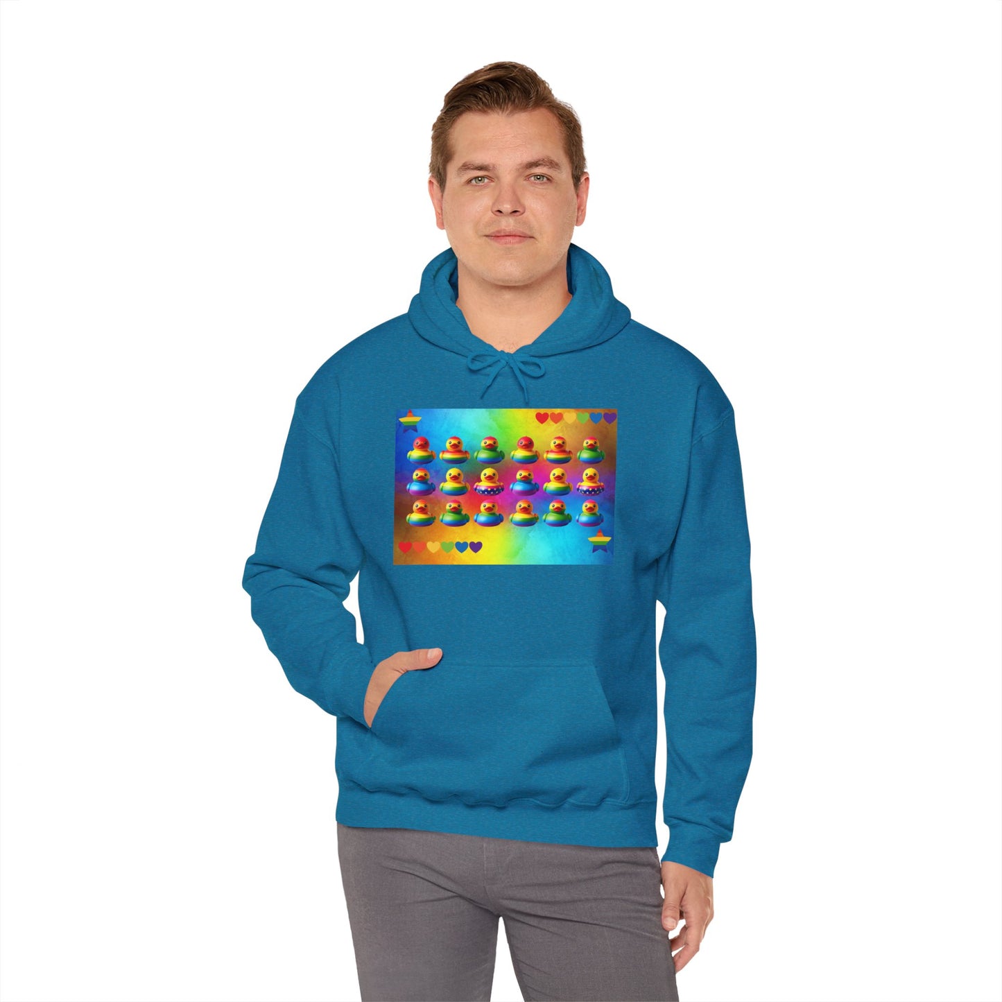 Rainbow Rubber Ducky Pride Hoodie – Cozy & Colorful All-Over Print Sweatshirt – Fun LGBTQ+ Streetwear & Pride Fashion