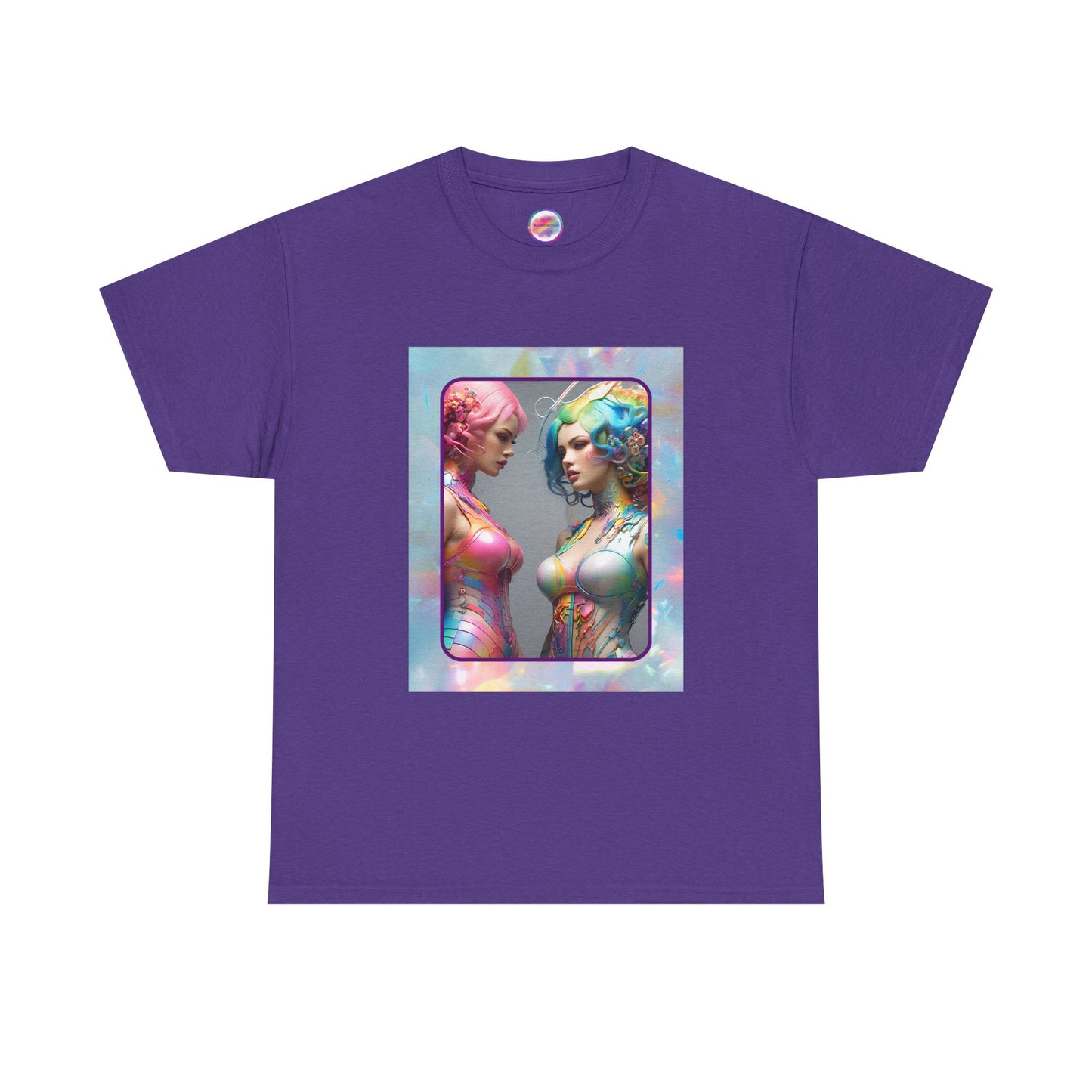 AI Rainbow Robot Love T-Shirt – Bold All-Over Print Tee for Pride & Cyber Fashion – Futuristic LGBTQ+ Streetwear
