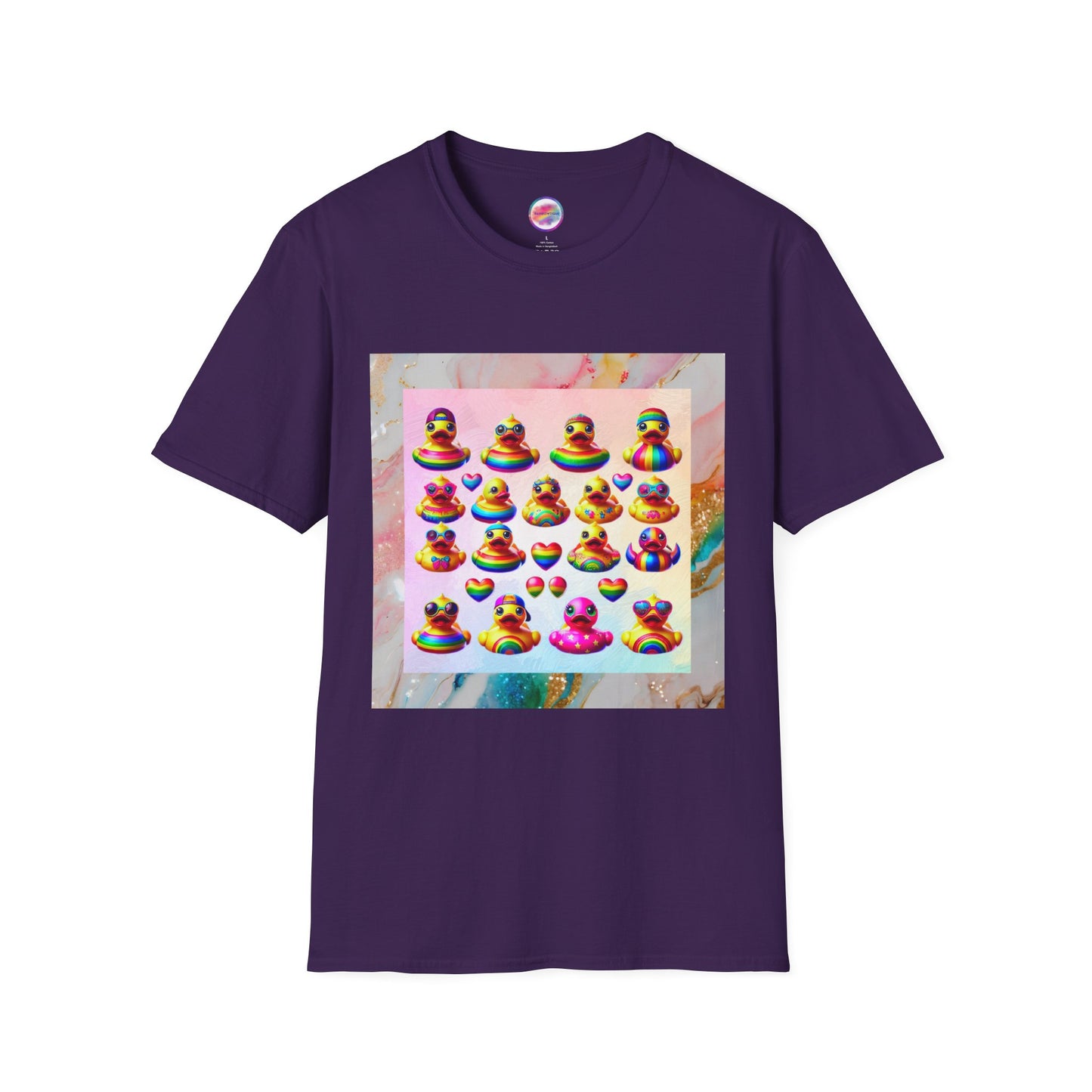 Rainbow Rubber Ducky Pride T-Shirt – Colorful All-Over Print Tee for Celebrations & Self-Expression – Fun LGBTQ+ Fashion