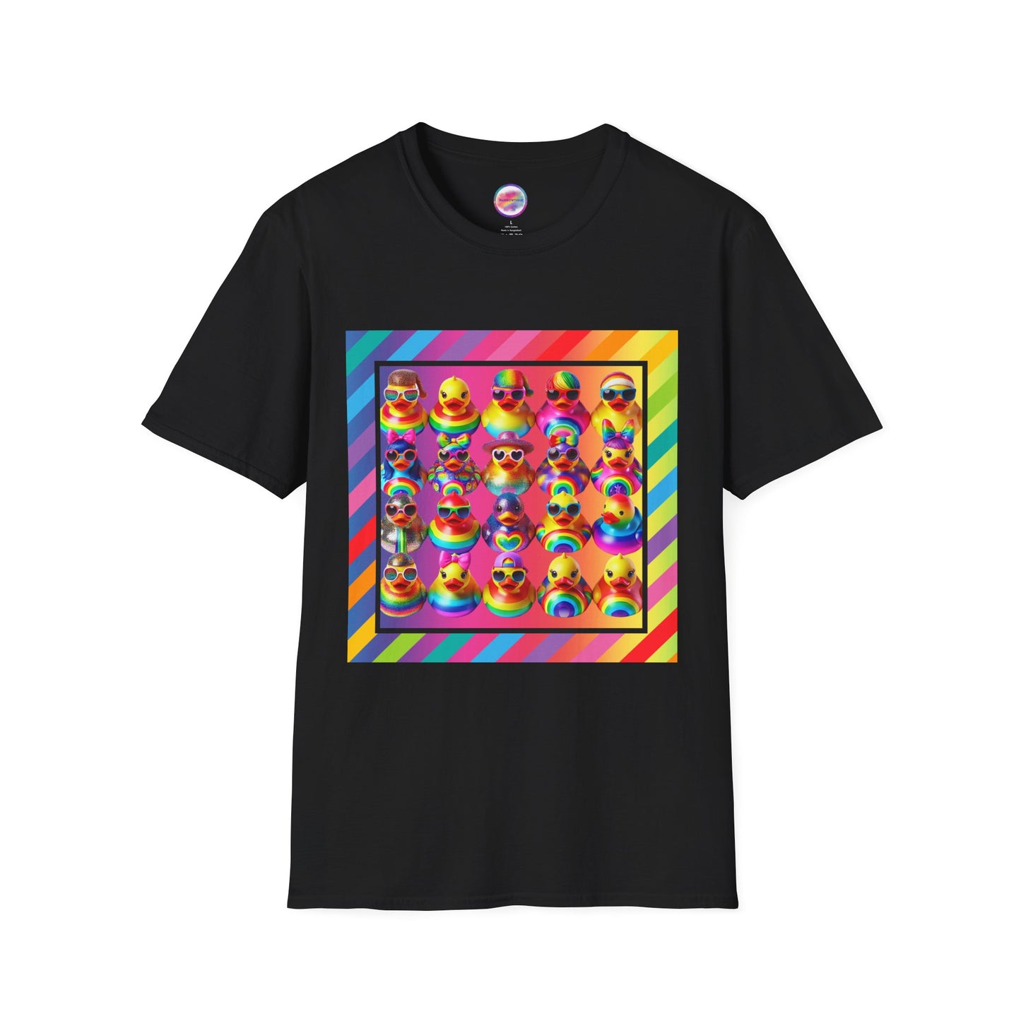 Rainbow Rubber Ducky Pride T-Shirt – Fun All-Over Print Tee for LGBTQ+ Celebrations & Self-Expression – Playful & Colorful Design