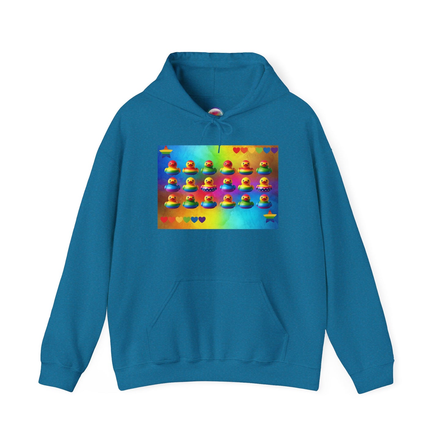 Rainbow Rubber Ducky Pride Hoodie – Cozy & Colorful All-Over Print Sweatshirt – Fun LGBTQ+ Streetwear & Pride Fashion