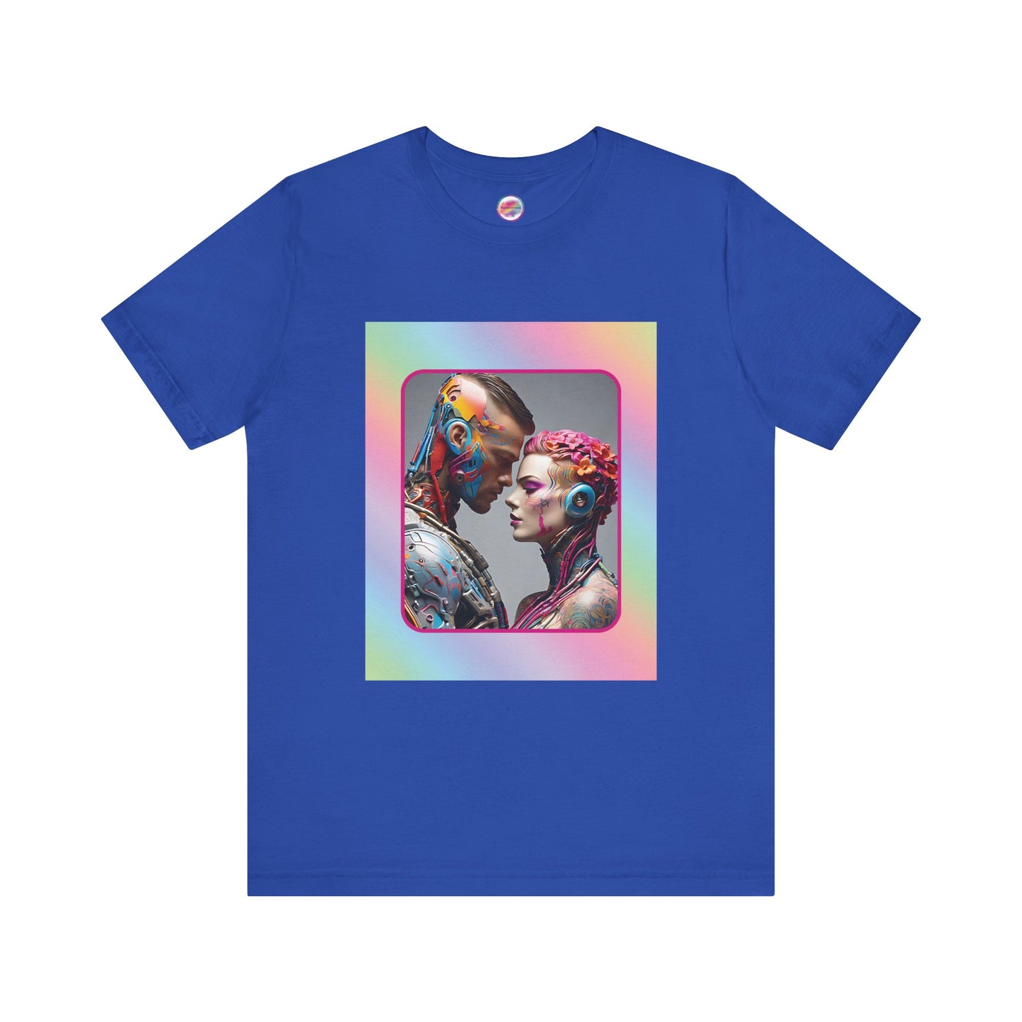 AI Rainbow Robot LoveisLove Pride T-Shirt – Bold & Futuristic – LGBTQ+ Pride & Cyberpunk Fashion