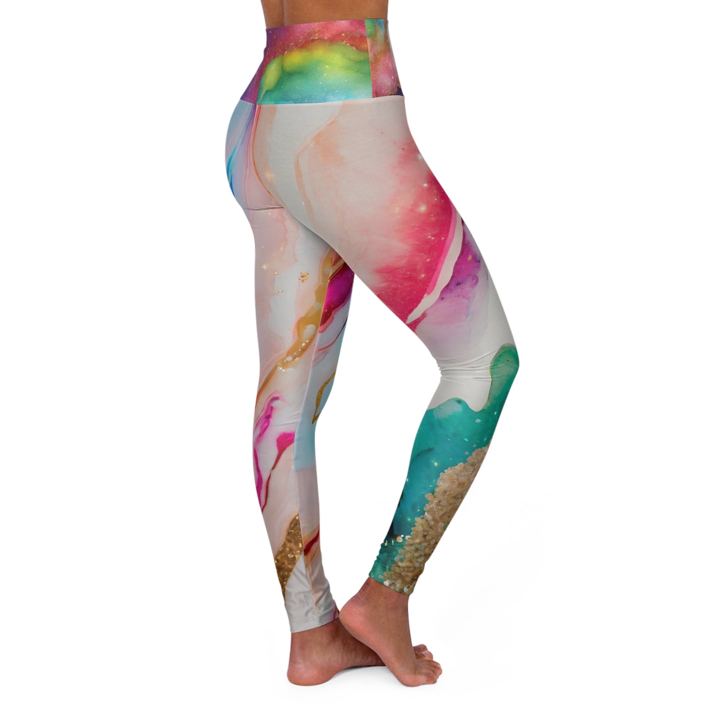 Rainbow Marble Magic Leggings – Luxe Watercolor Activewear | High-Waisted Stretchy Pride Leggings for All-Day Comfort by Rainbowtique