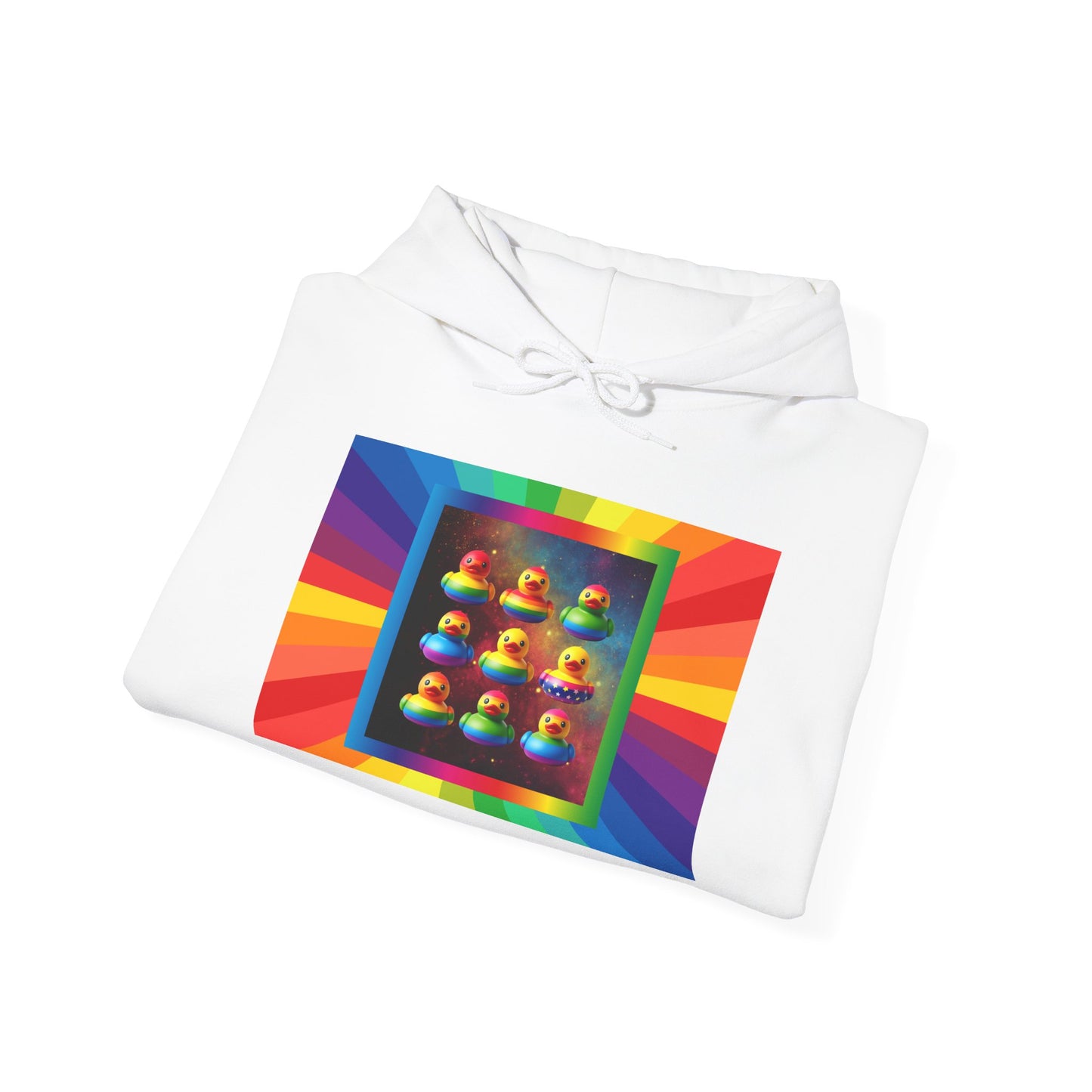 Rainbow Rubber Ducky Pride Hoodie – Cozy & Colorful All-Over Print Sweatshirt – Fun LGBTQ+ Streetwear & Pride Fashion