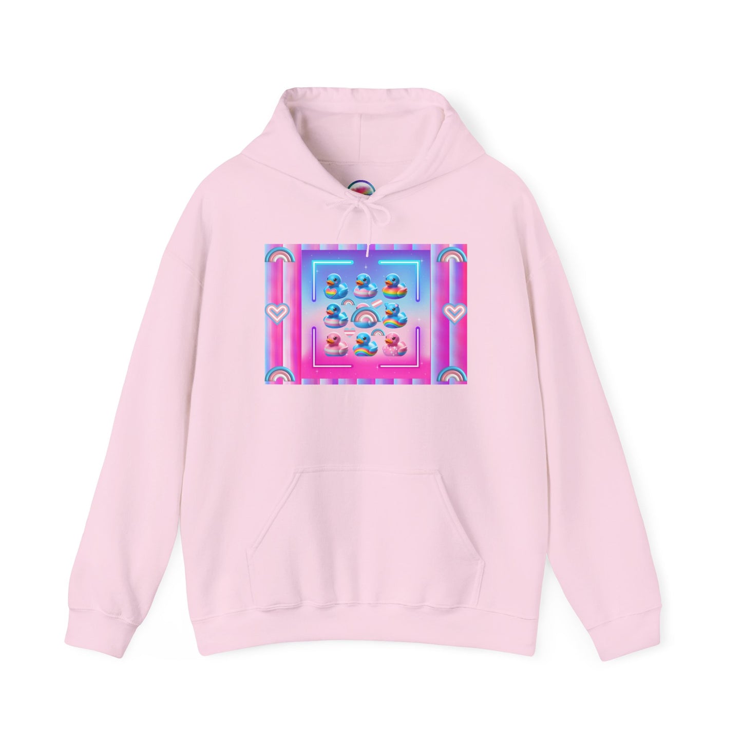 Rainbow Rubber Ducky Trans-Pride Hoodie – Cozy & Cute All-Over Print Sweatshirt – LGBTQ+ Comfort & Pride Fashion