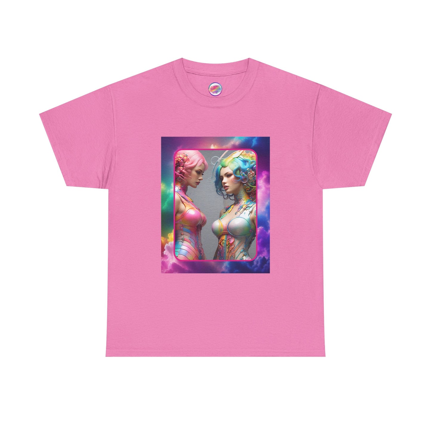 AI Rainbow Robot Love T-Shirt – Bold All-Over Print Tee for Pride & Cyber Fashion – Futuristic LGBTQ+ Streetwear