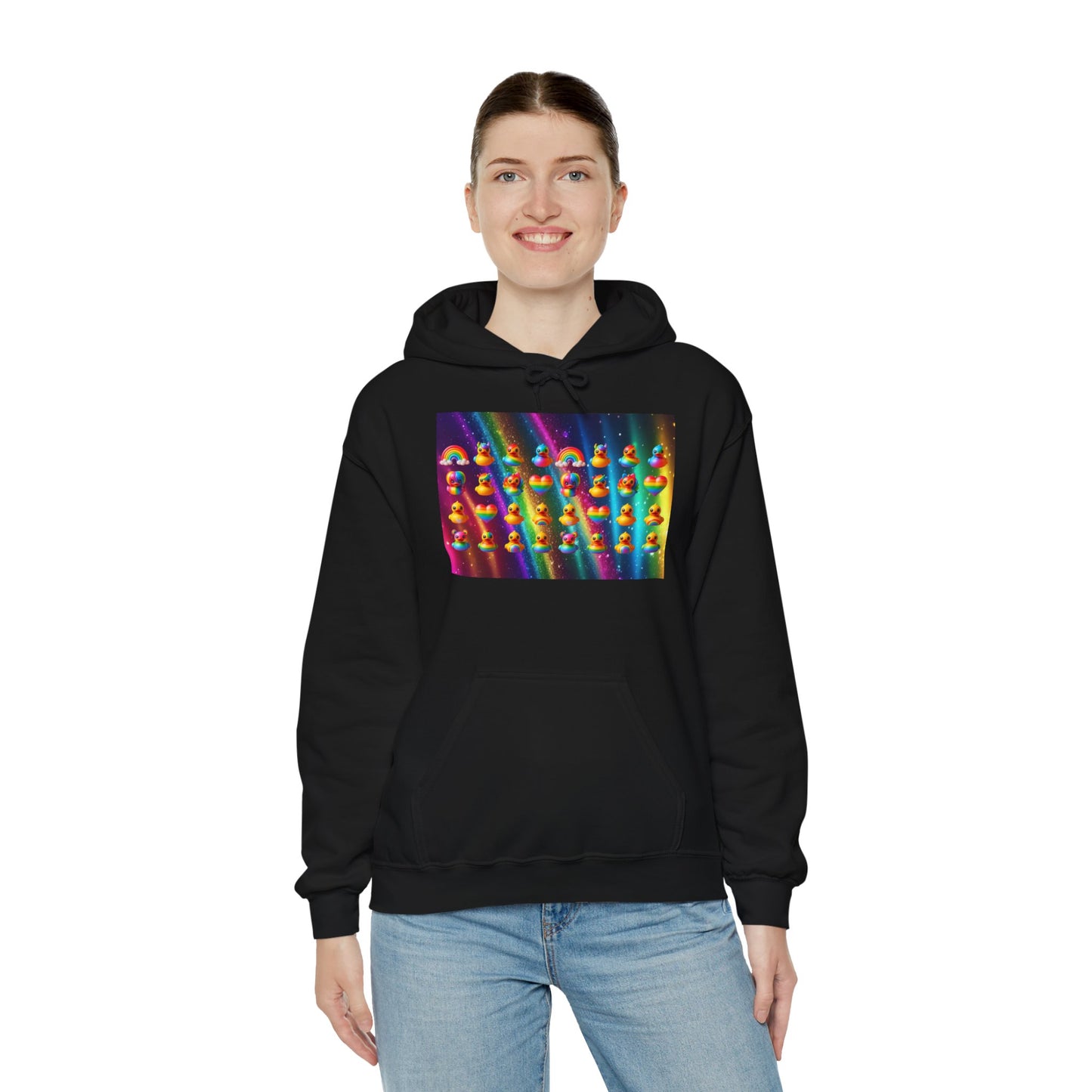 Rainbow Rubber Ducky Pride Hoodie – Cozy & Colorful All-Over Print Sweatshirt – Fun LGBTQ+ Streetwear & Pride Fashion
