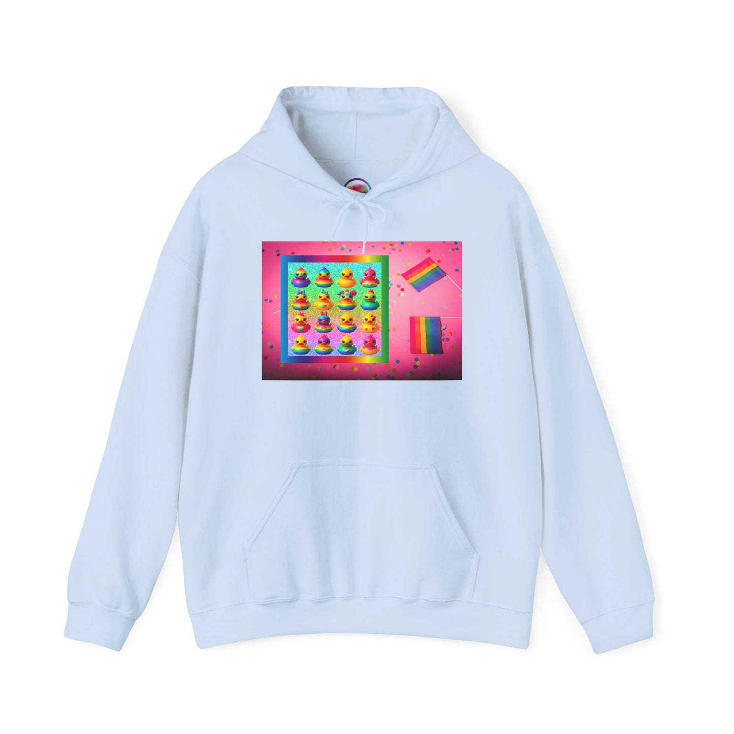 Rainbow Rubber Ducky Pride Hoodie – Cute & Cozy All-Over Print Sweatshirt – LGBTQ+ Equality & Everyday Comfort