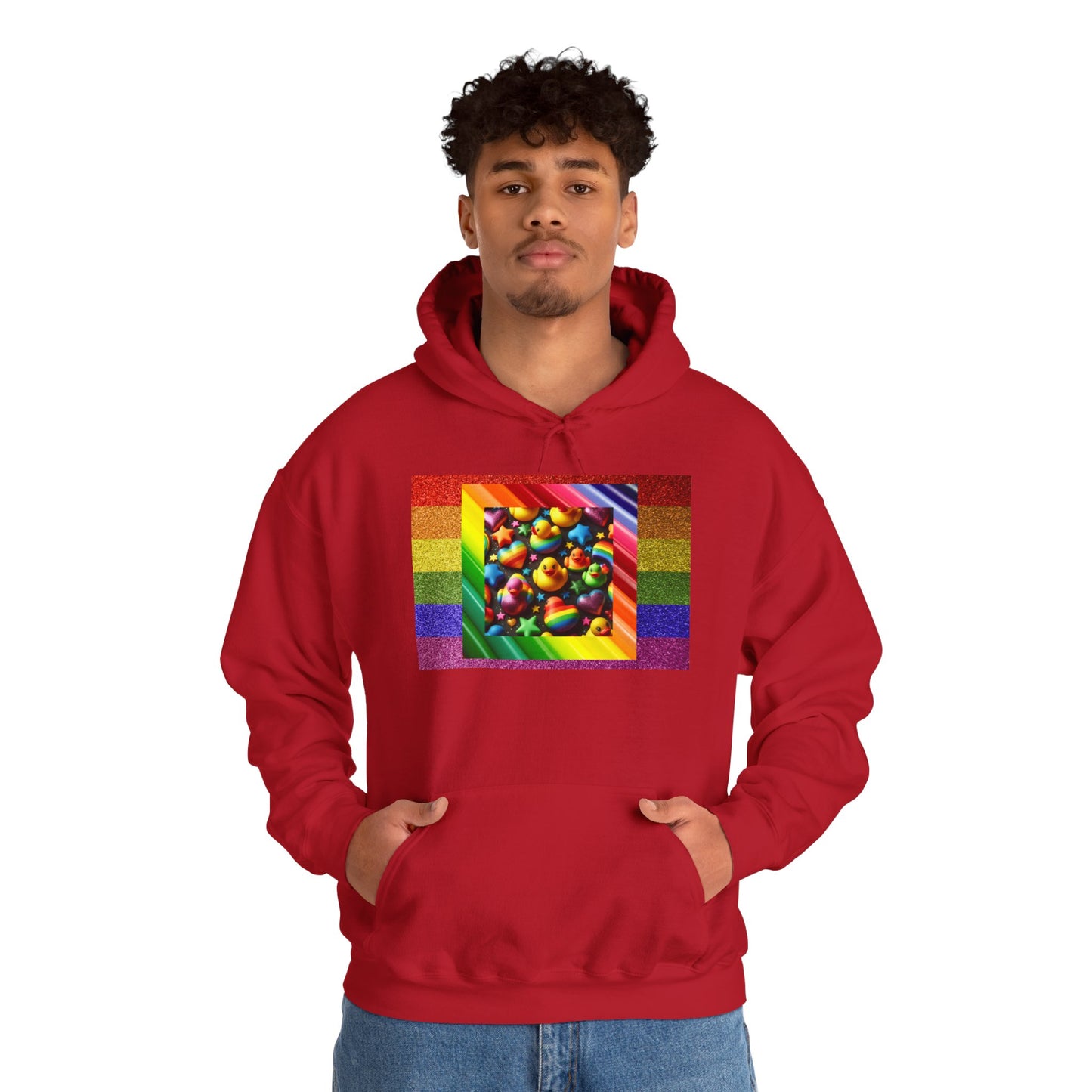 Rainbow Rubber Ducky Pride Hoodie – Cozy & Colorful All-Over Print Sweatshirt – Fun LGBTQ+ Streetwear & Pride Fashion