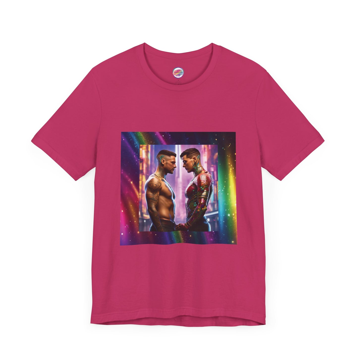 AI Rainbow Robot LoveisLove Pride T-Shirt – Bold & Futuristic – LGBTQ+ Pride & Cyberpunk Fashion