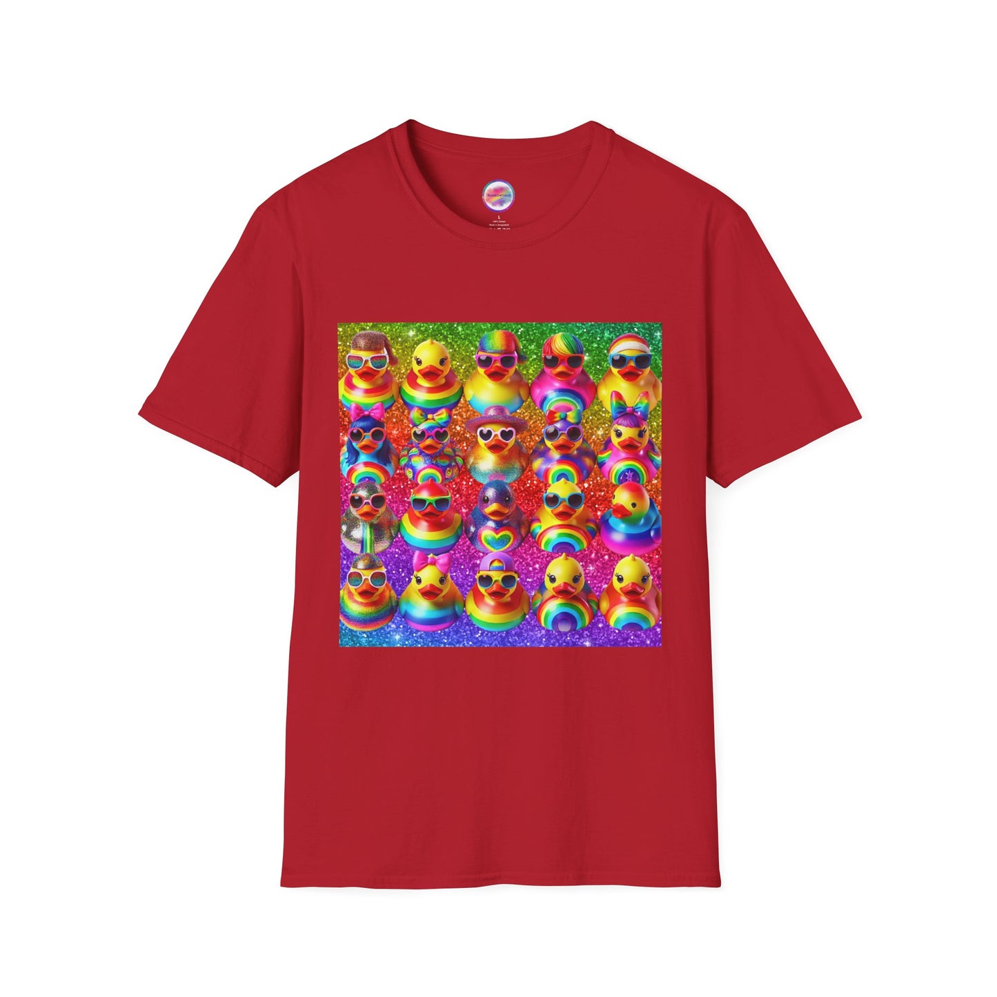 Rainbow Rubber Ducky Pride T-Shirt – Fun All-Over Print Tee for LGBTQ+ Celebrations & Self-Expression – Playful & Colorful Design