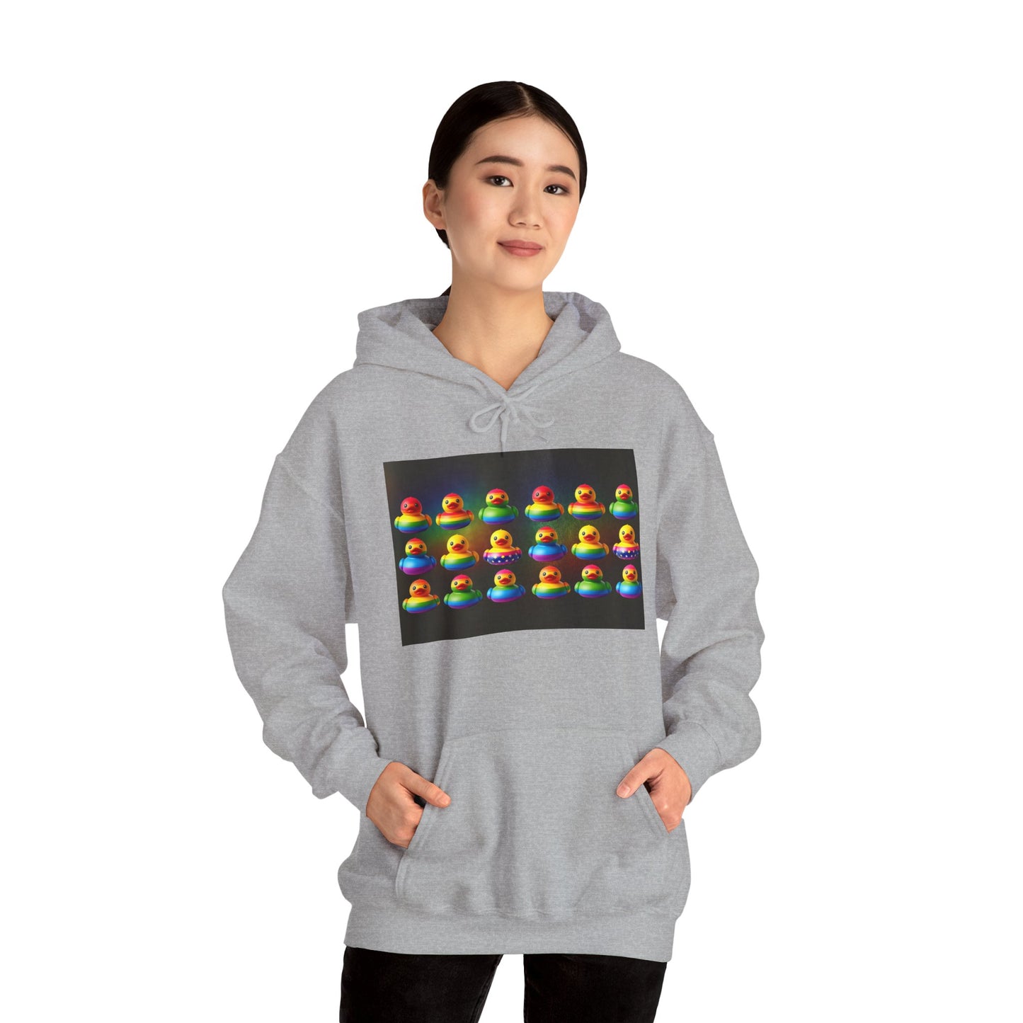 Rainbow Rubber Ducky Pride Hoodie – Cozy & Colorful All-Over Print Sweatshirt – Fun LGBTQ+ Streetwear & Pride Fashion