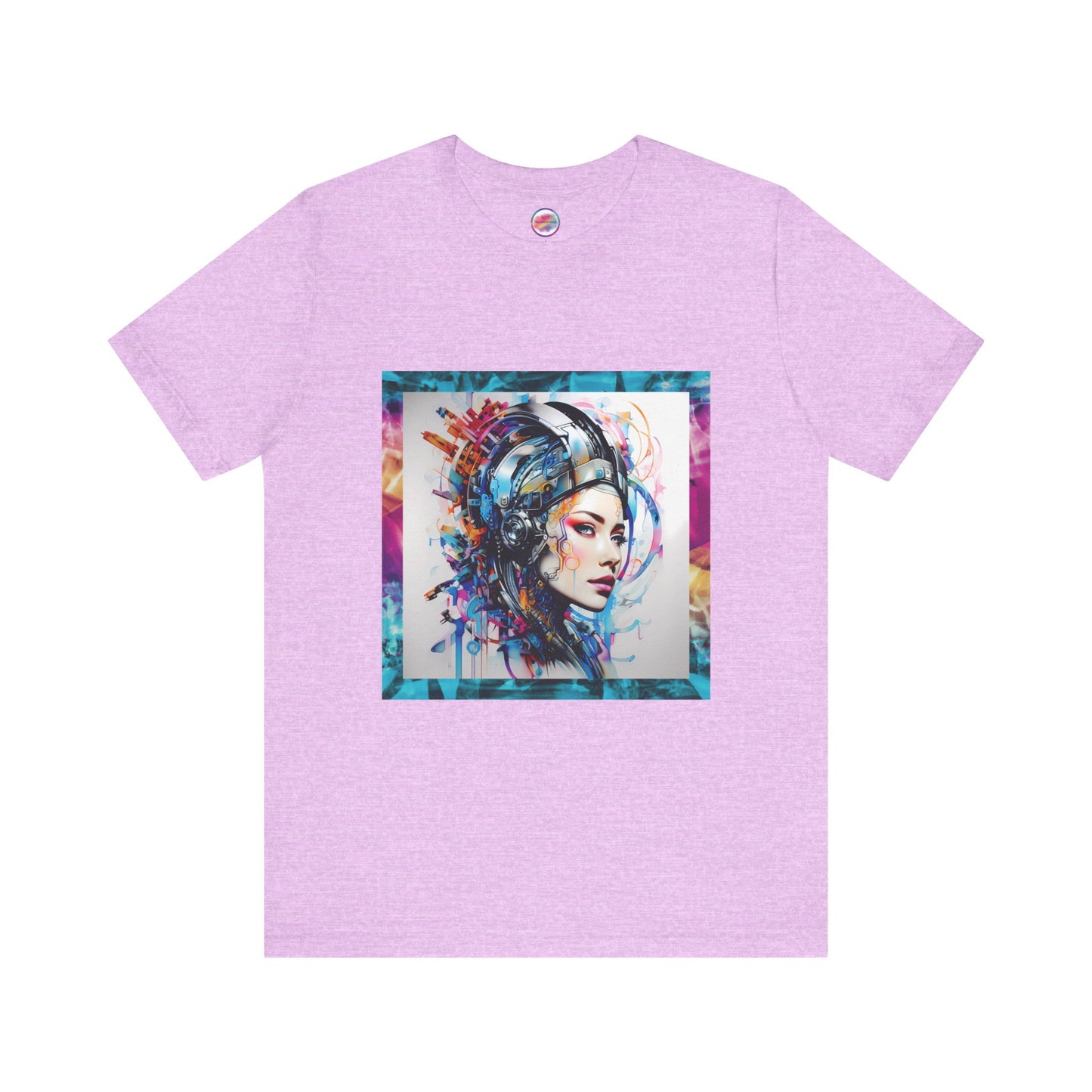 AI Cyberpunk Cyborg T-Shirt – Bold All-Over Print Tee for High-Fashion Streetwear – Futuristic LGBTQ+ Expression