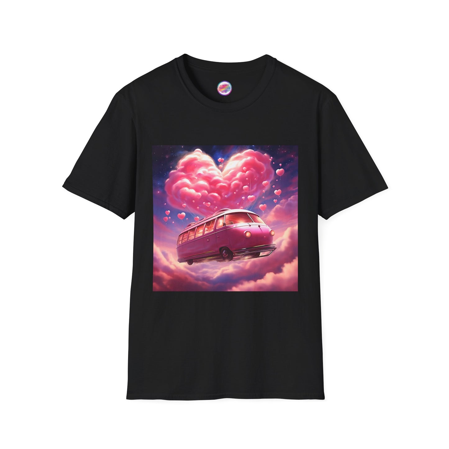 Rainbow Magical Retro Love Bug Space Bus T-Shirt – Whimsical & Playful All-Over Print Tee – Soft, Comfortable & Ethically Made
