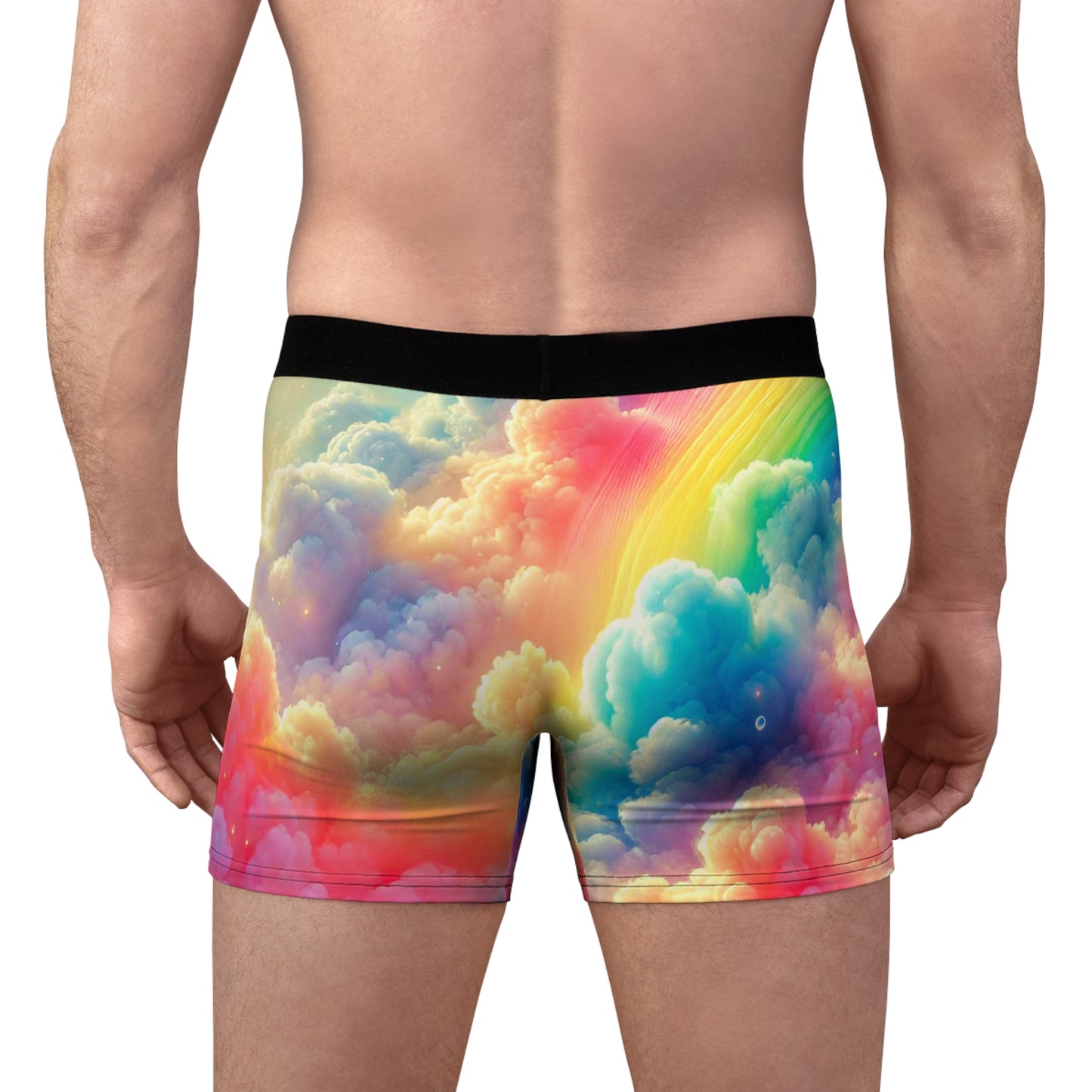 Rainbow Dreamscape Sky Candy Boxer Briefs – Ultra-Soft & Breathable All-Over Print Underwear for Comfort & Pride – Vibrant Galaxy Sky Design