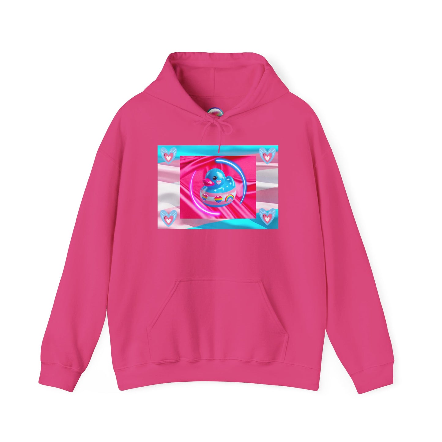 Rainbow Rubber Ducky Trans-Pride Hoodie – Cozy & Cute All-Over Print Sweatshirt – LGBTQ+ Comfort & Pride Fashion