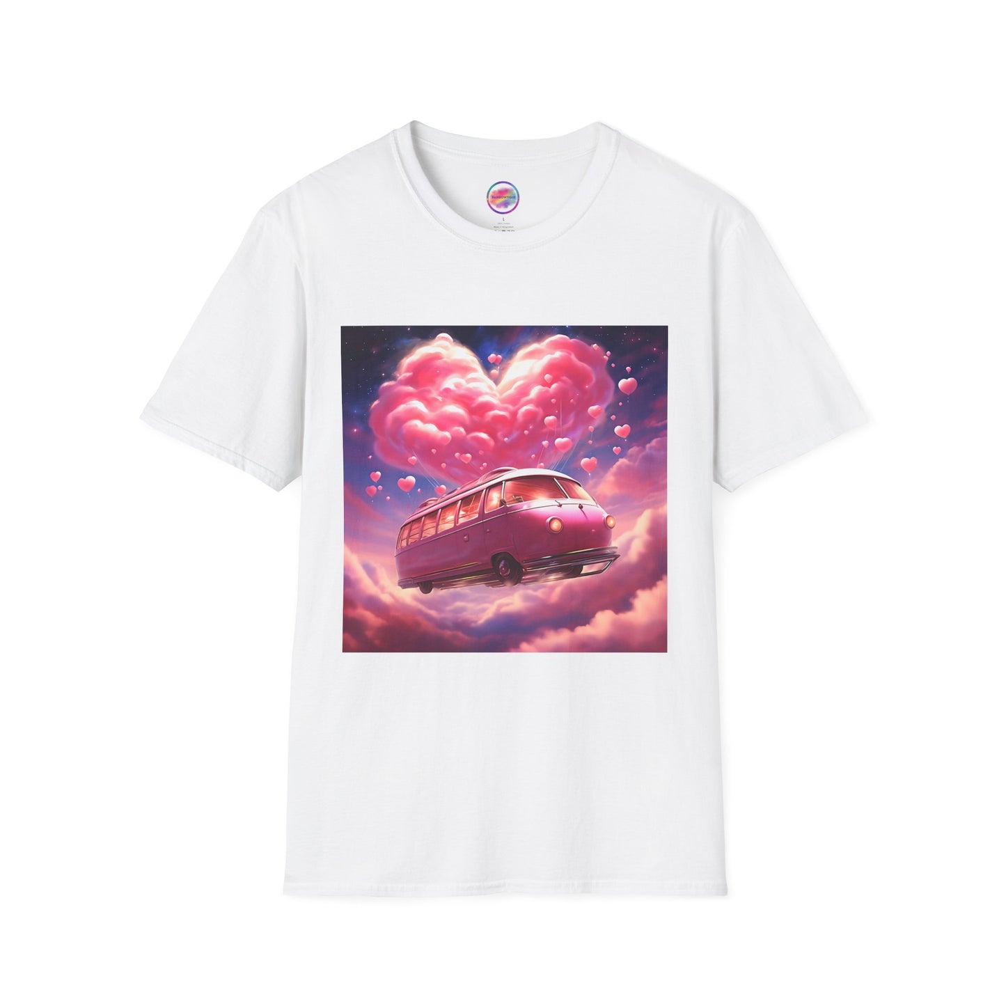Rainbow Magical Retro Love Bug Space Bus T-Shirt – Whimsical & Playful All-Over Print Tee – Soft, Comfortable & Ethically Made