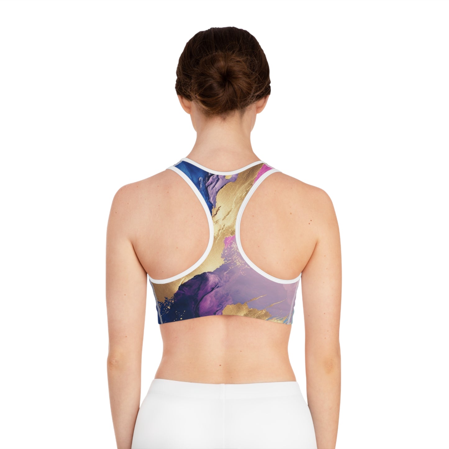 Cosmic Stardust Glow Sports Bra – Pastel Galaxy Pride Activewear | Breathable Stretchy All-Gender Workout Top by Rainbowtique