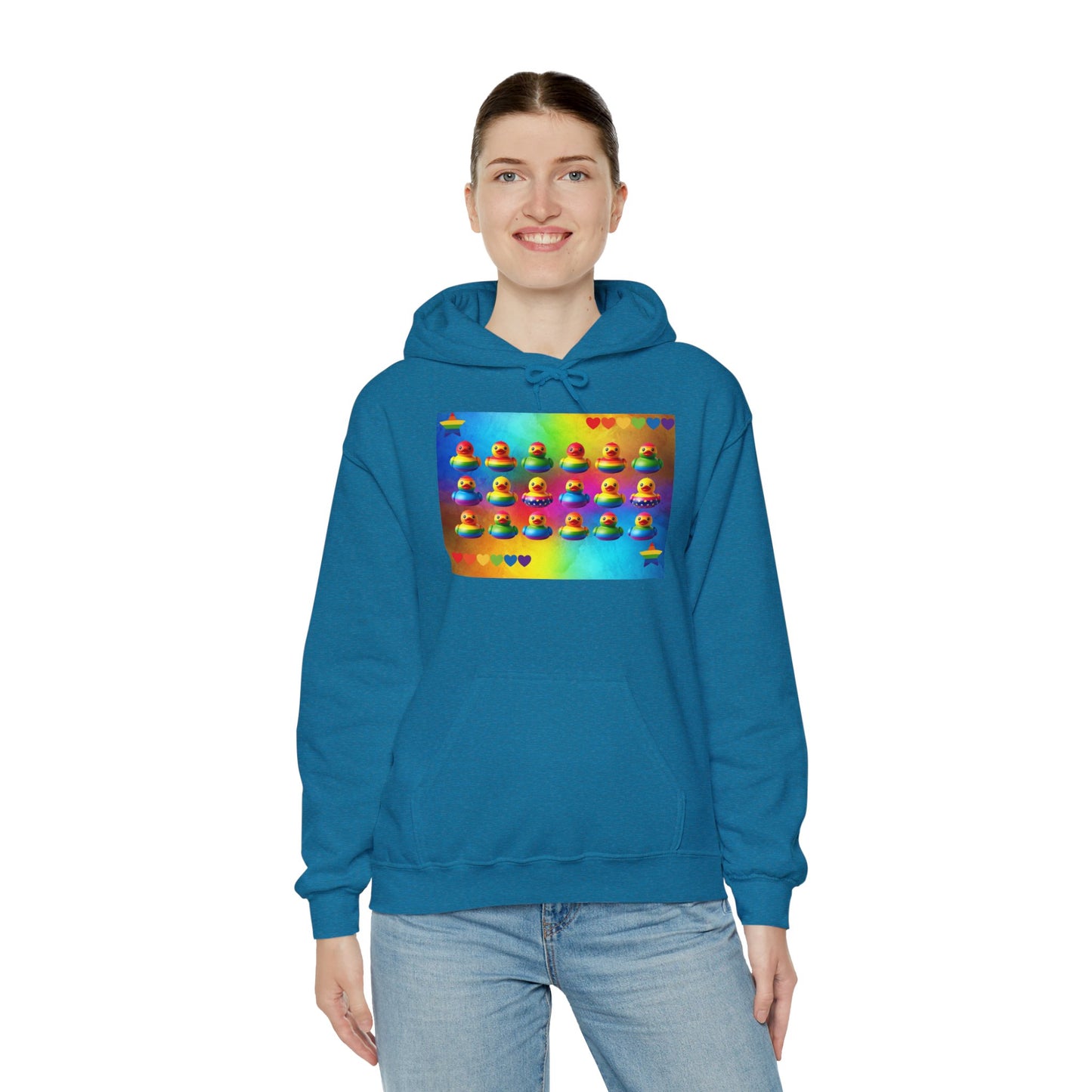 Rainbow Rubber Ducky Pride Hoodie – Cozy & Colorful All-Over Print Sweatshirt – Fun LGBTQ+ Streetwear & Pride Fashion