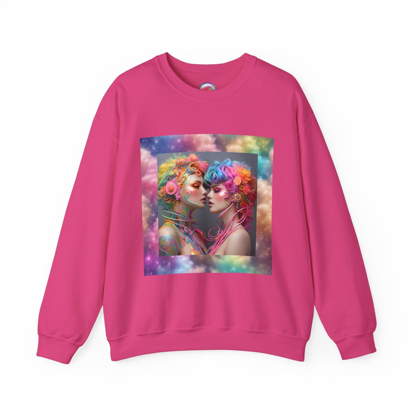 AI Rainbow Robot Lovers Sweatshirt – Cozy & Stylish All-Over Print Crewneck – LGBTQ+ Pride Winter Fashion