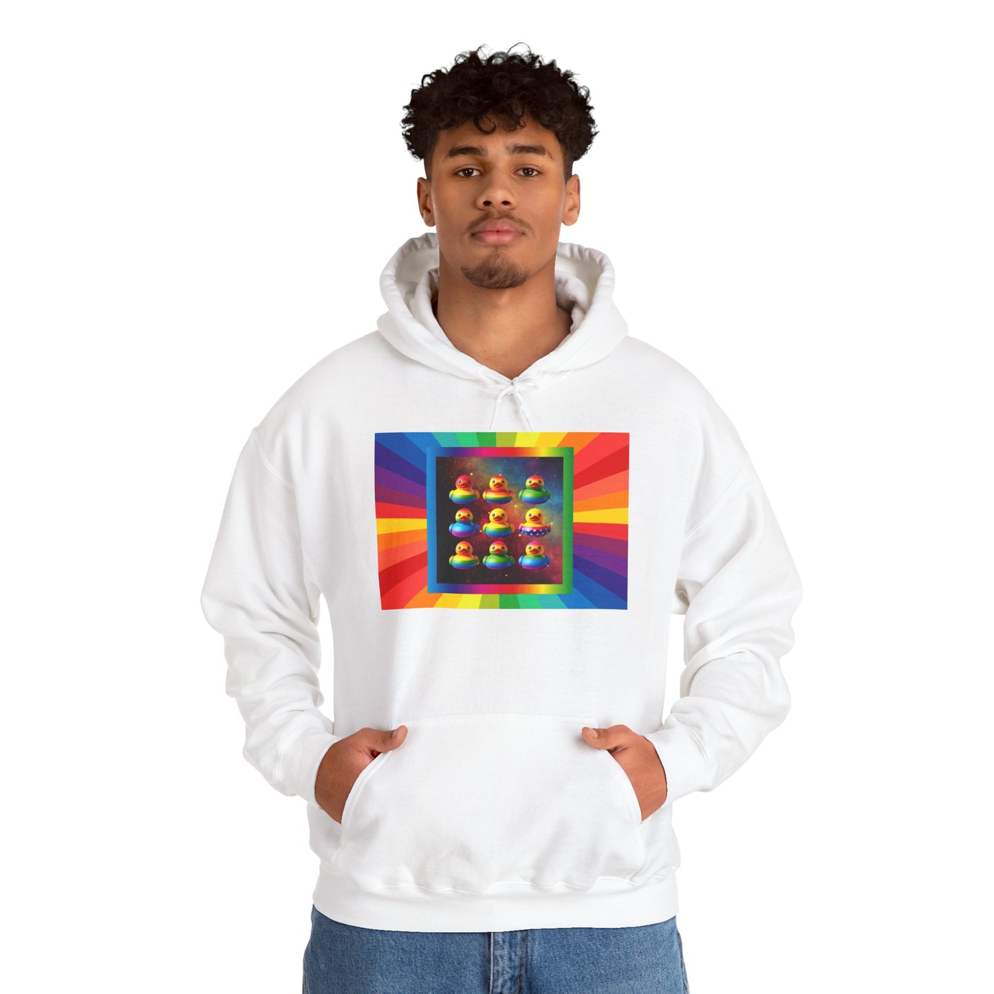 Rainbow Rubber Ducky Pride Hoodie – Cozy & Colorful All-Over Print Sweatshirt – Fun LGBTQ+ Streetwear & Pride Fashion